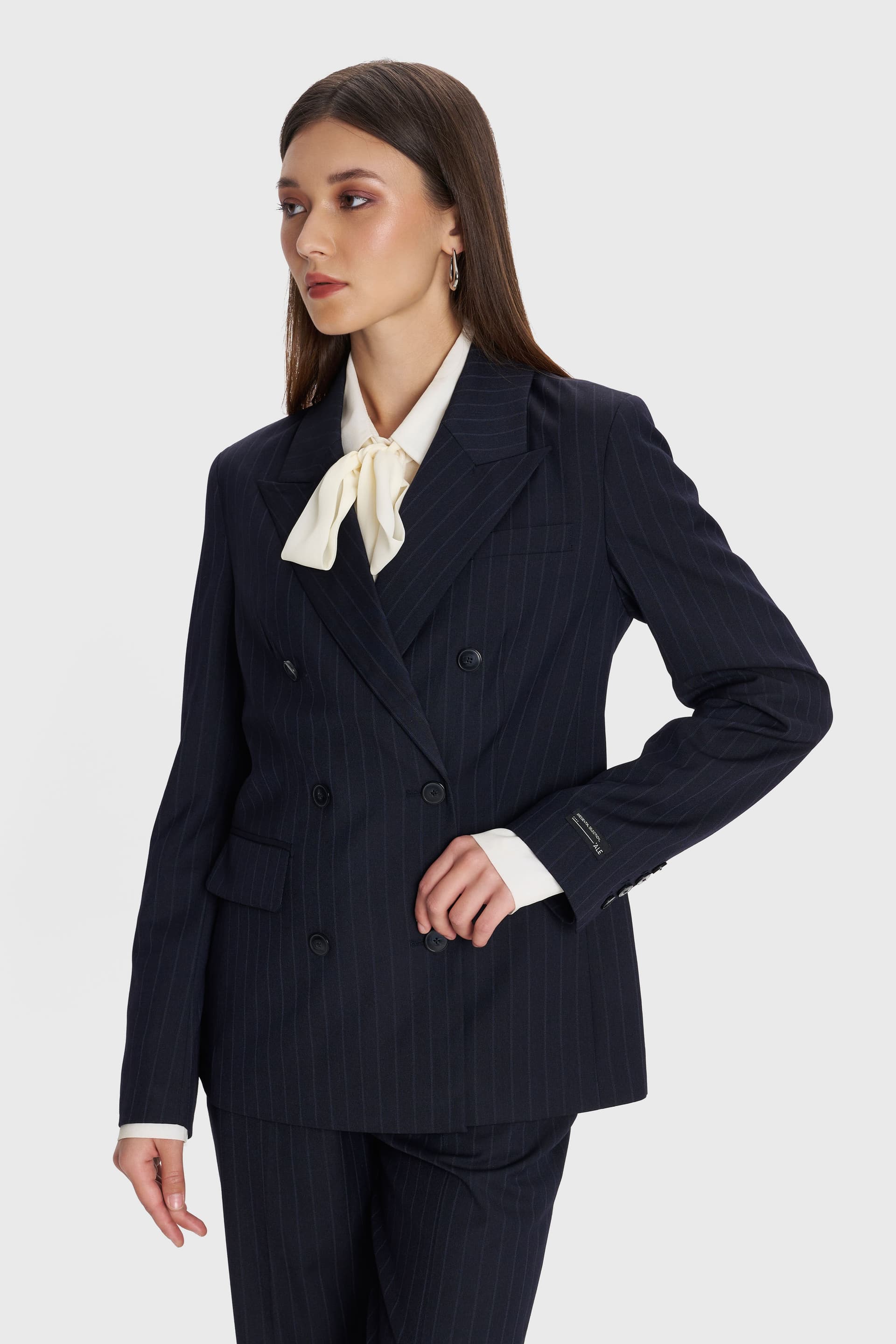Σακάκι ριγέ σταυρωτό - Μπλε
