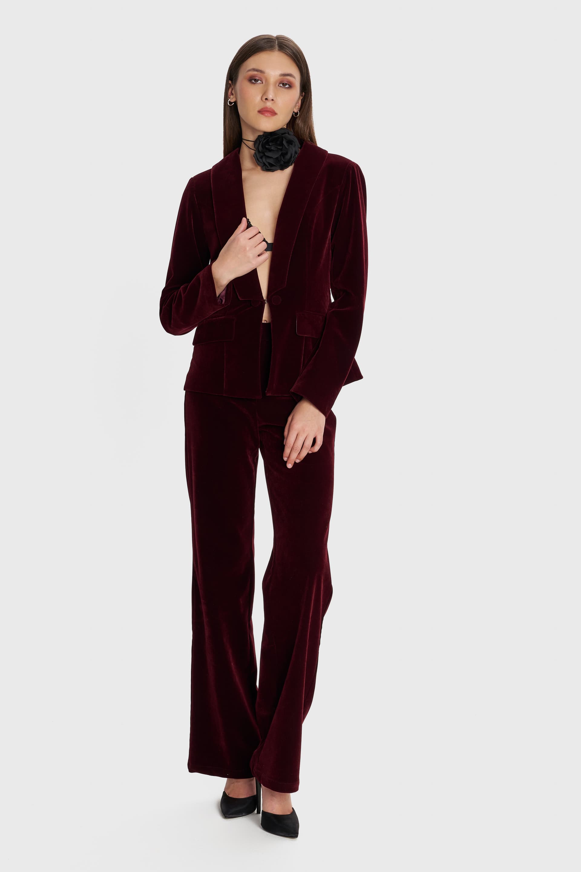 Σακάκι μεσάτο βελούδο - BORDEAUX