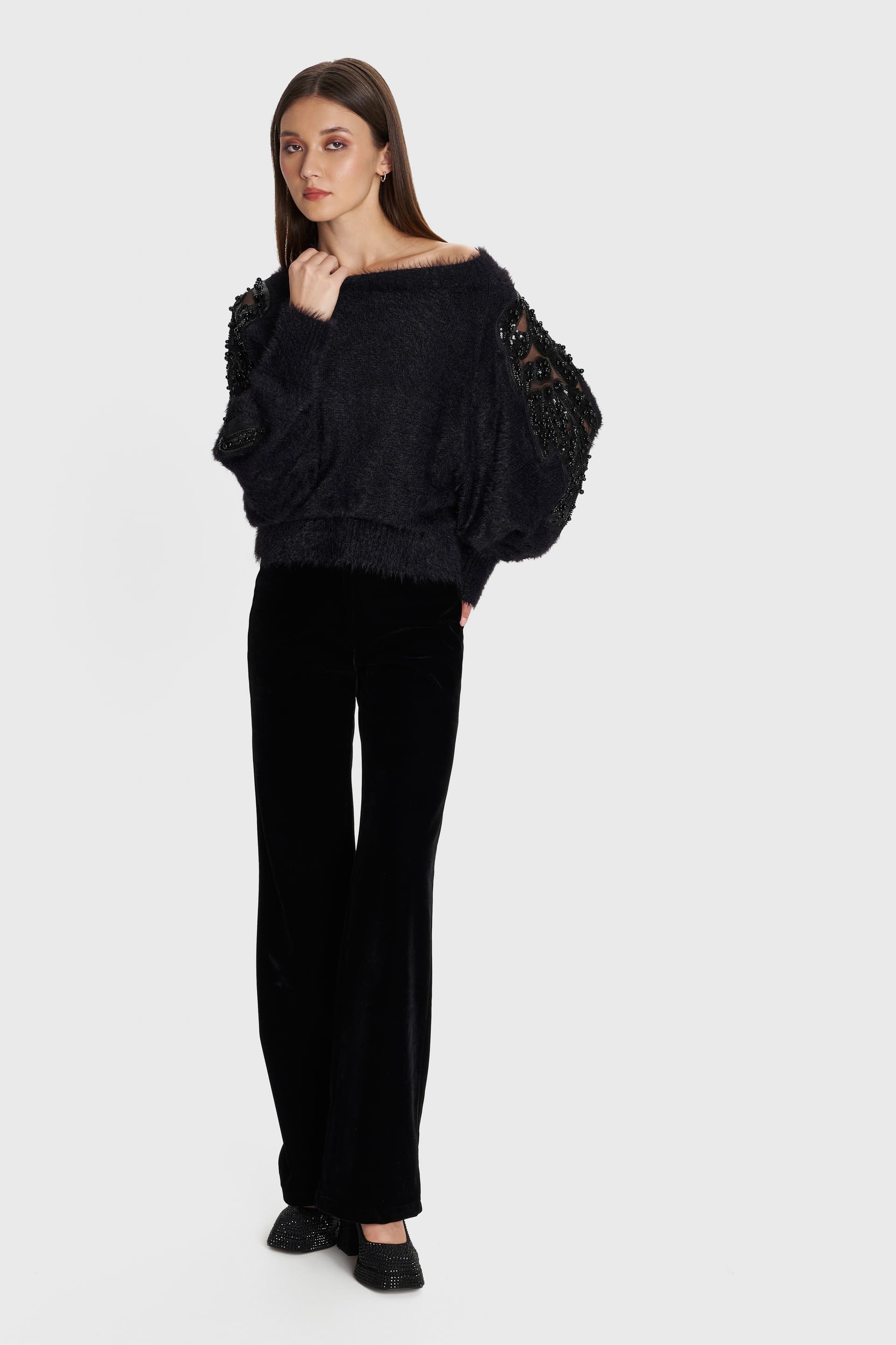 Παντελόνι formal βελούδο - Μαύρο