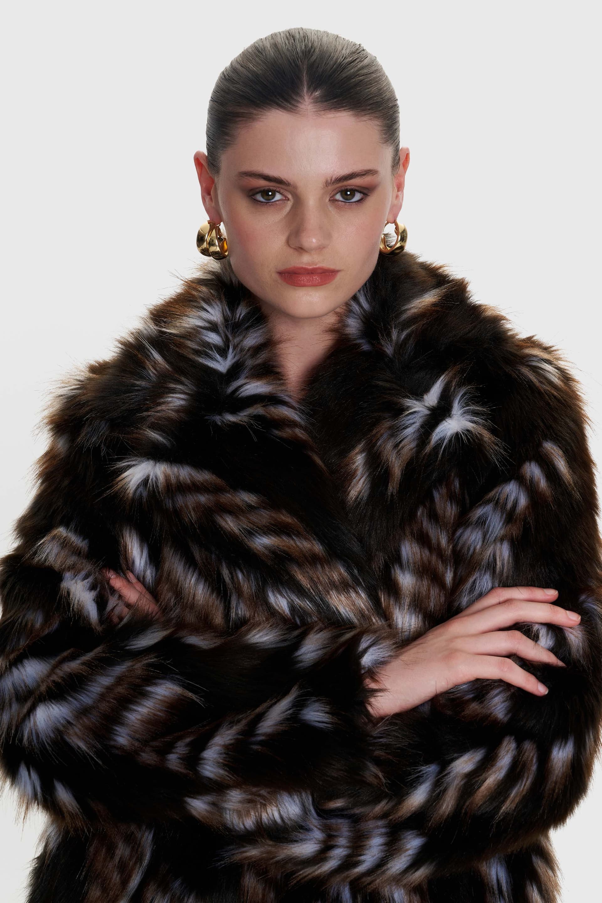 Παλτό εμπριμέ από συνθετική γούνα - Πολύχρωμο