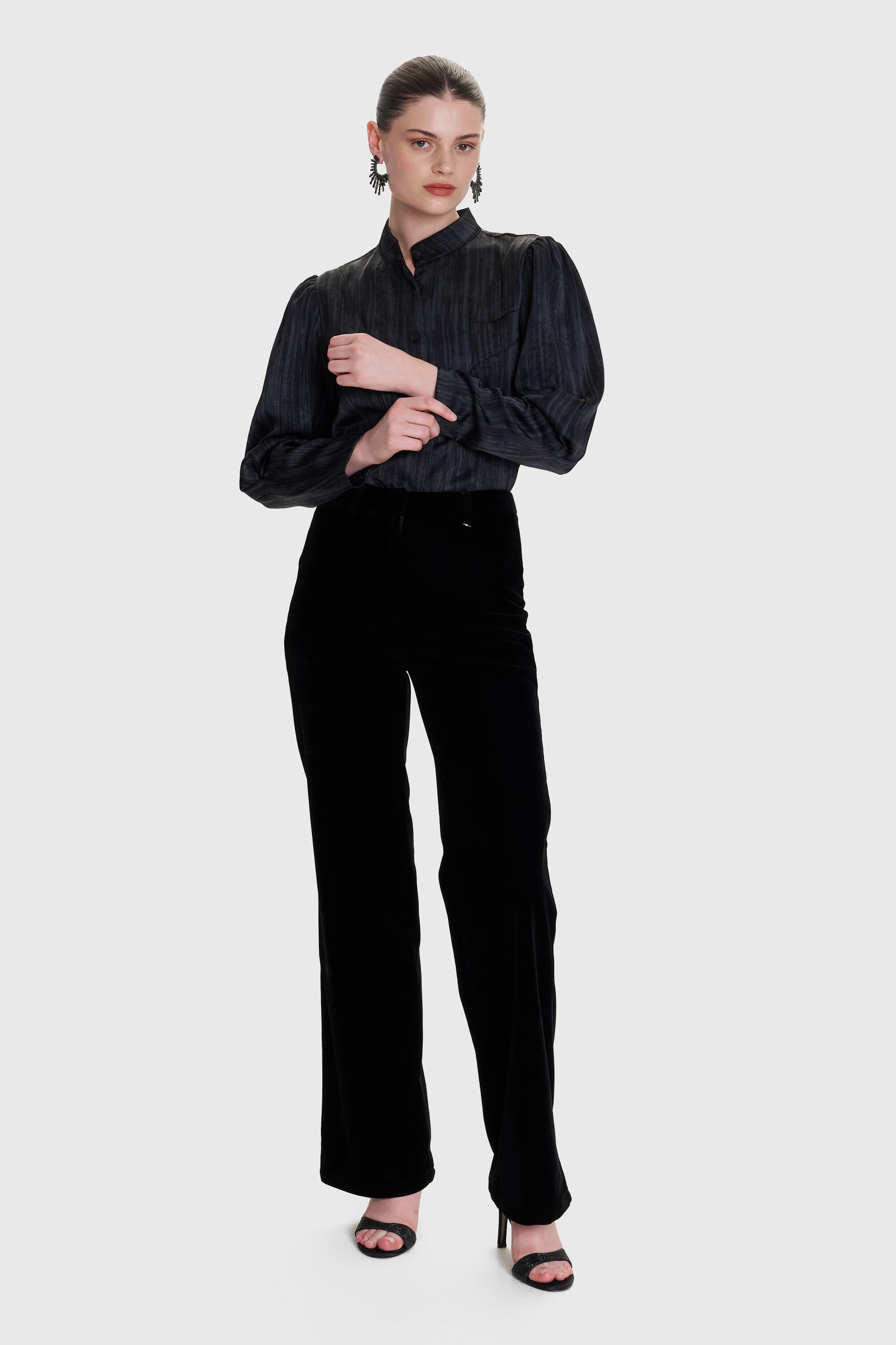 Πουκάμισο με γιακά μάο - Μαύρο