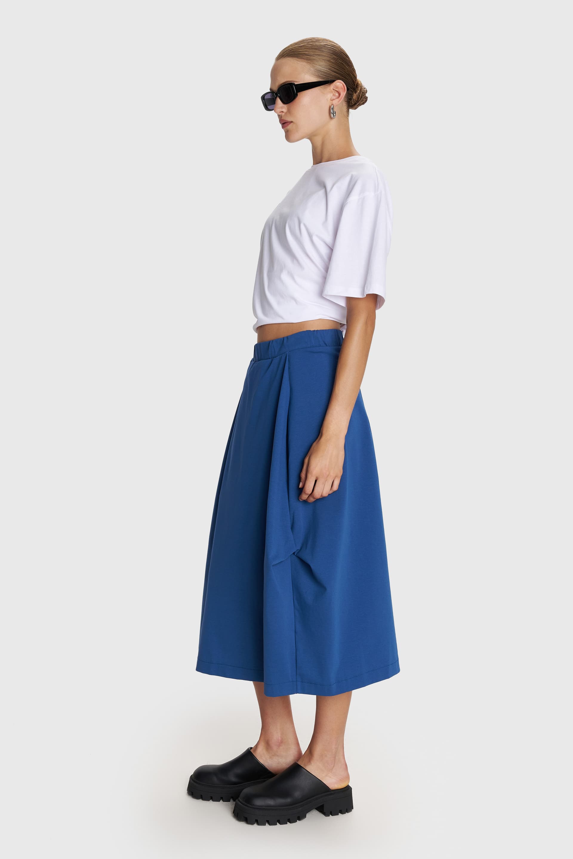 Φούστα μίντι casual με τσέπες - DARK CIEL