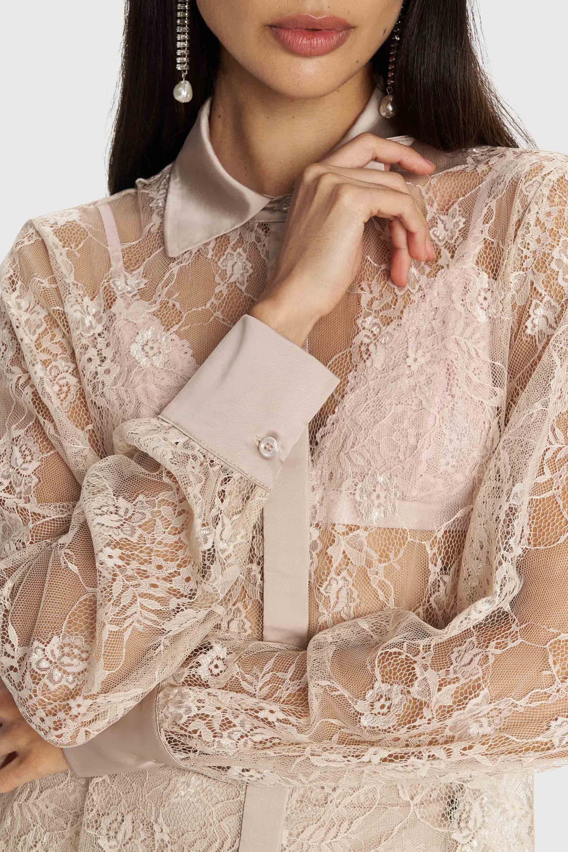 Πουκάμισο δαντέλα - Μπεζ