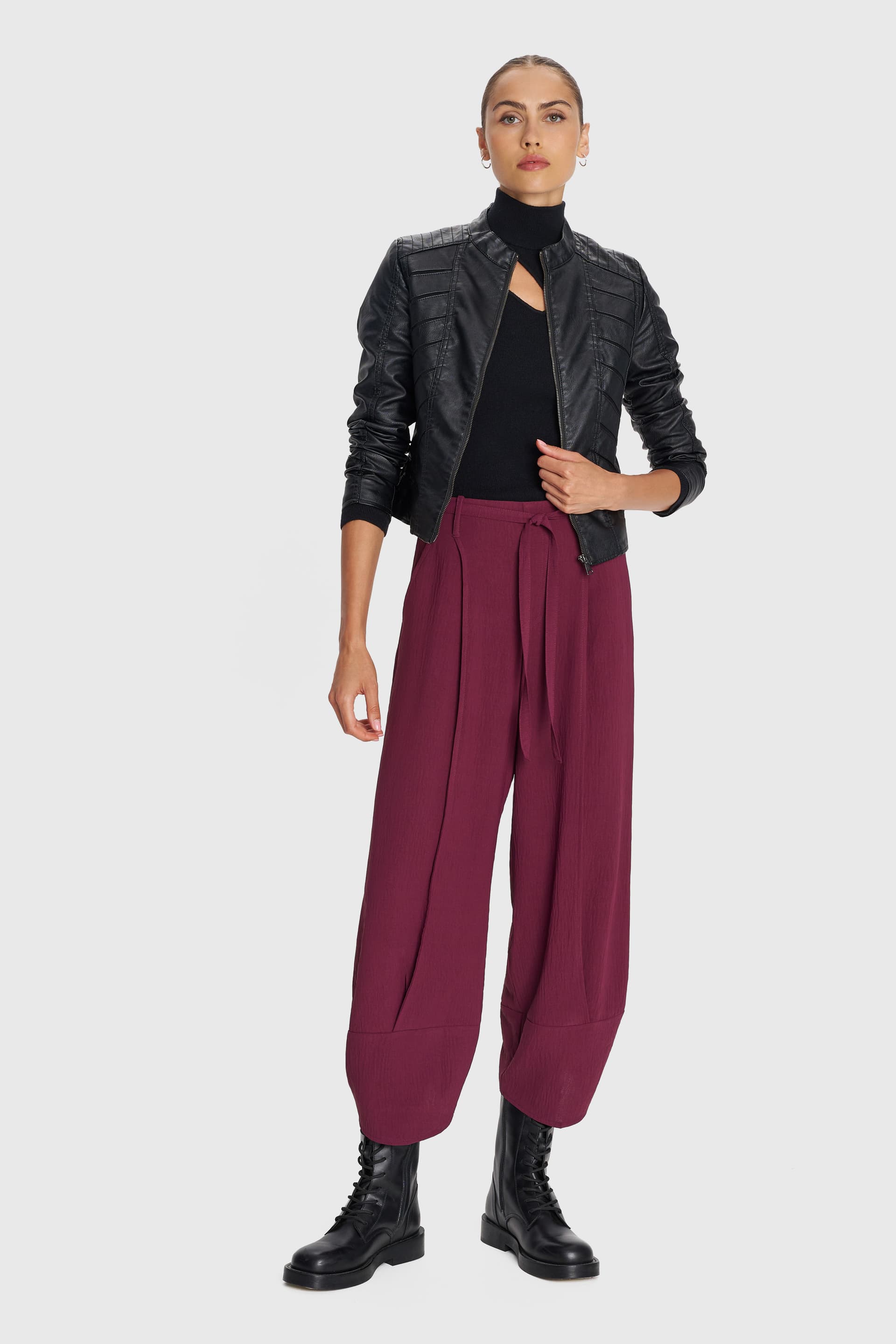 Παντελόνα με ζώνη - Μπορντό