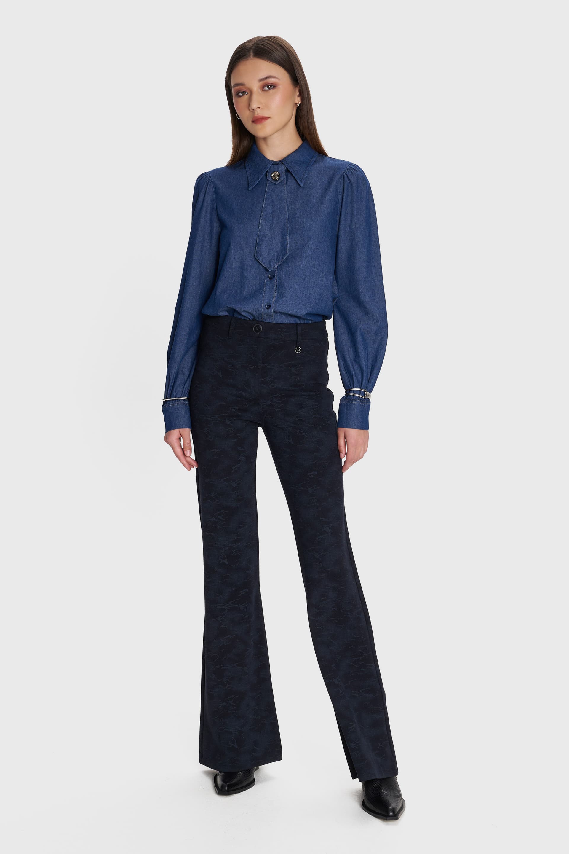 Παντελόνι καμπάνα δίτονο - Μπλε