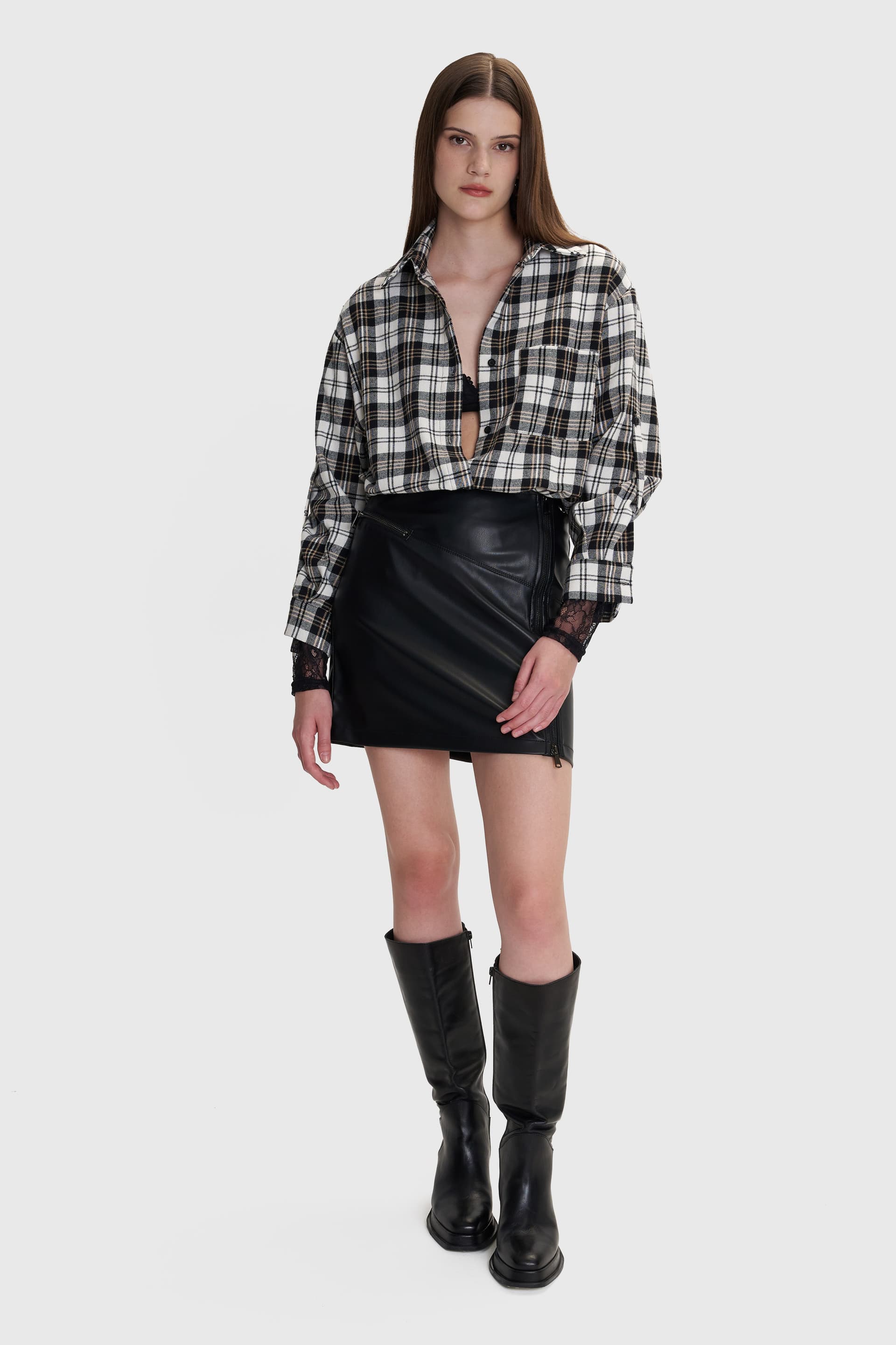 Πουκάμισο καρό με λεπτομέρεια δαντέλα - Πολύχρωμο