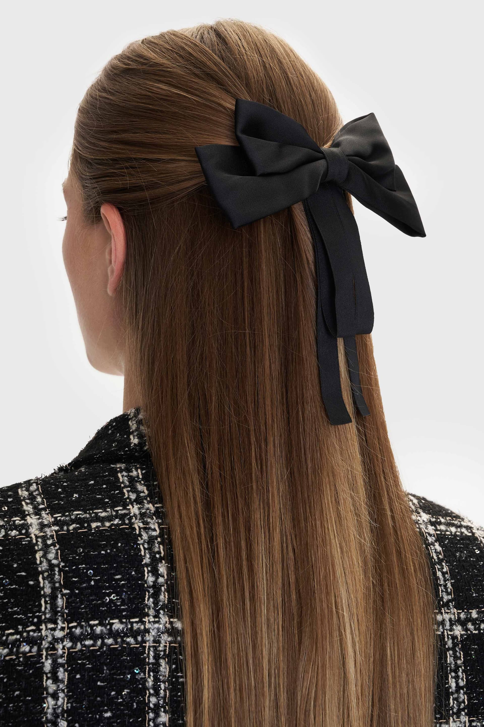 Κοκαλάκι μαλλιών φιόγκος με κλιπ - Μαύρο