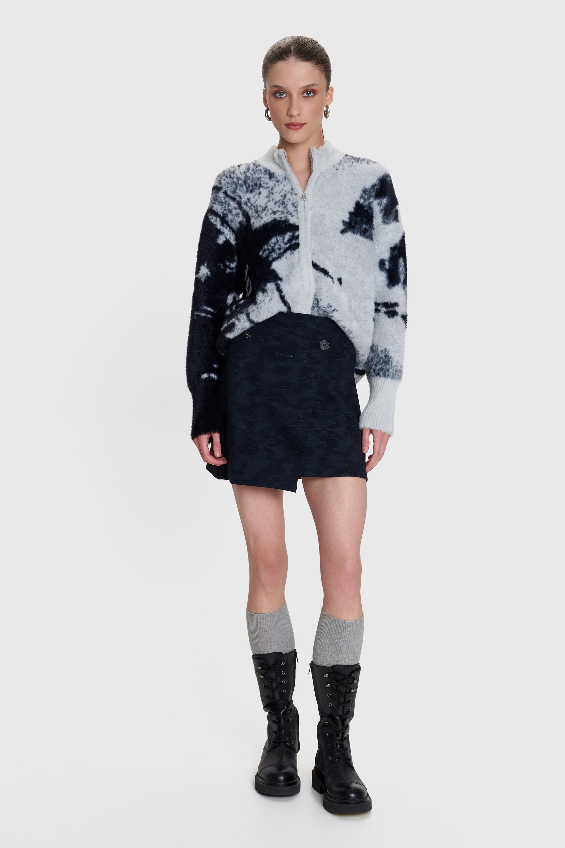 Ζακέτα πλεκτή με φερμουάρ - Πολύχρωμο