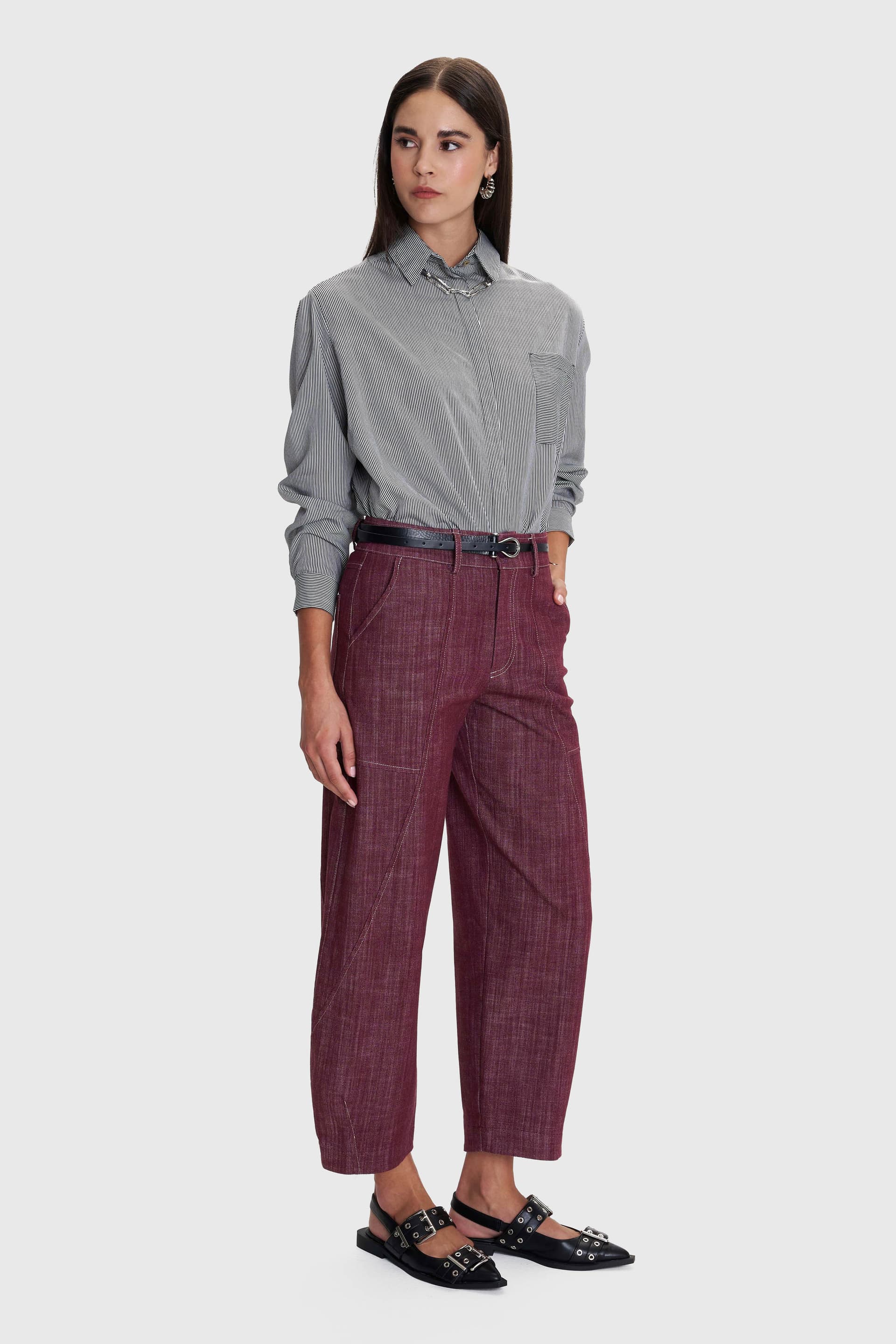 Παντελόνι barrel με εξώραφα - Μπορντό