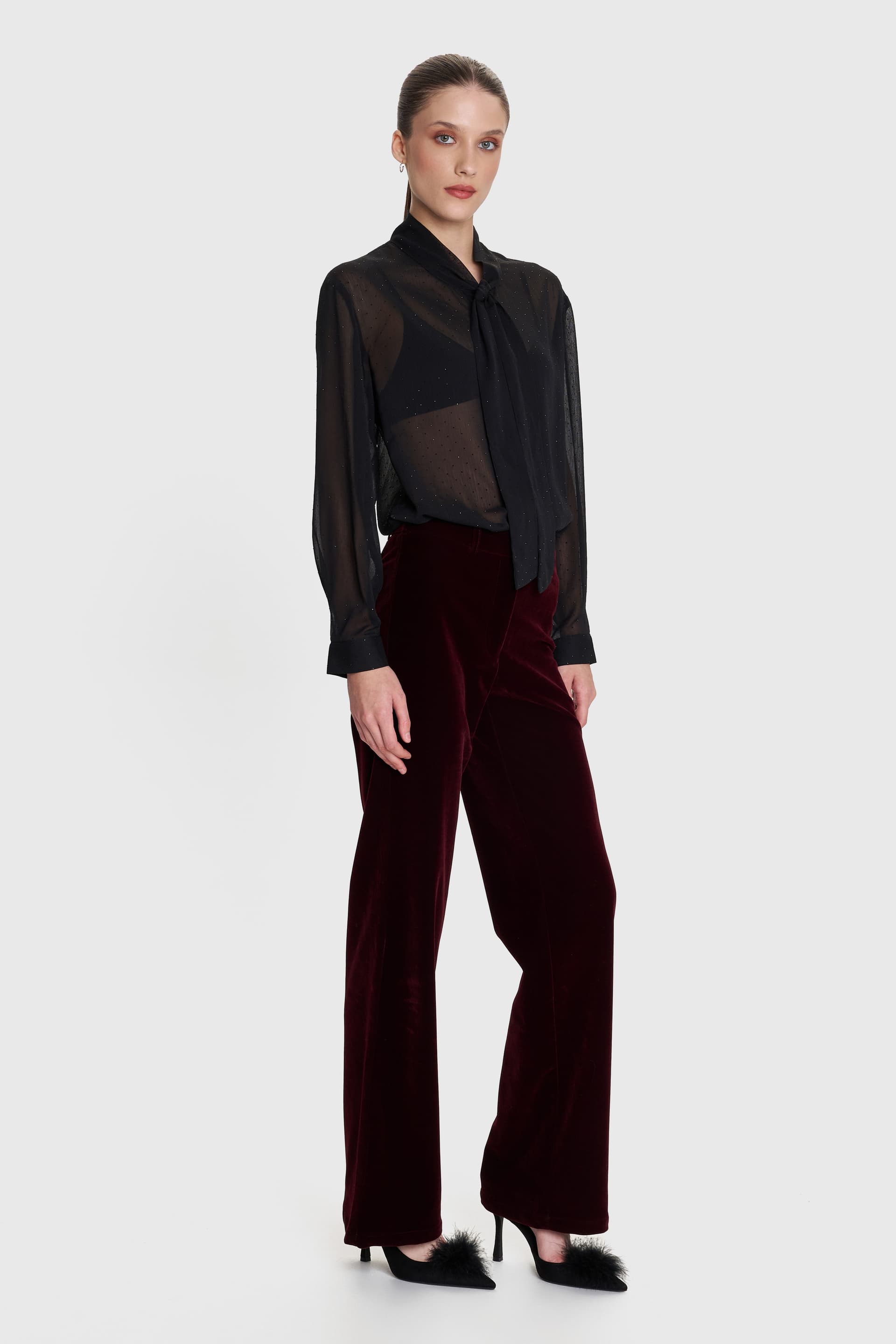 Πουκάμισο ημιδιαφανές με στρας - Μαύρο