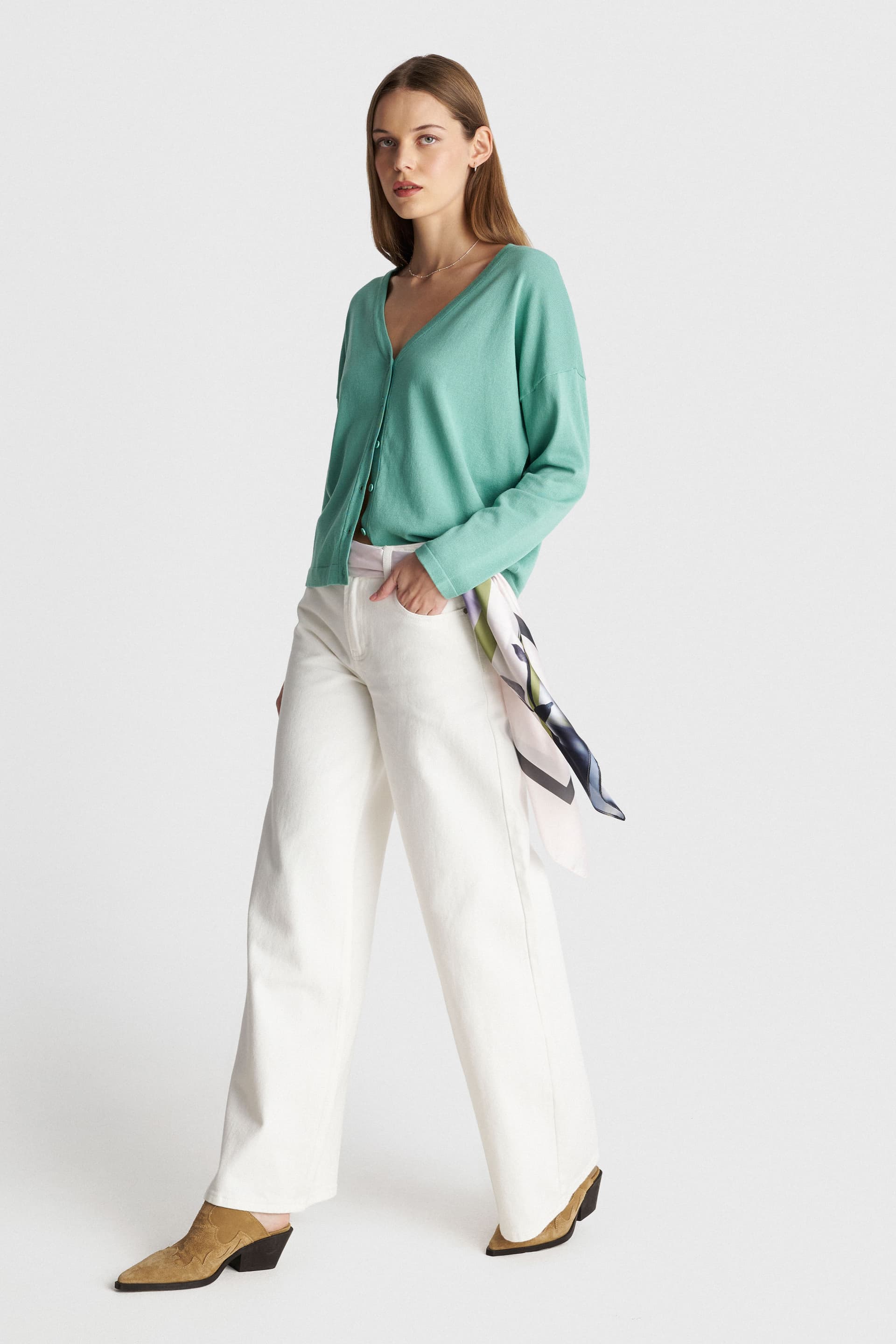 Ζακέτα βαμβακερή με κουμπιά - MINT