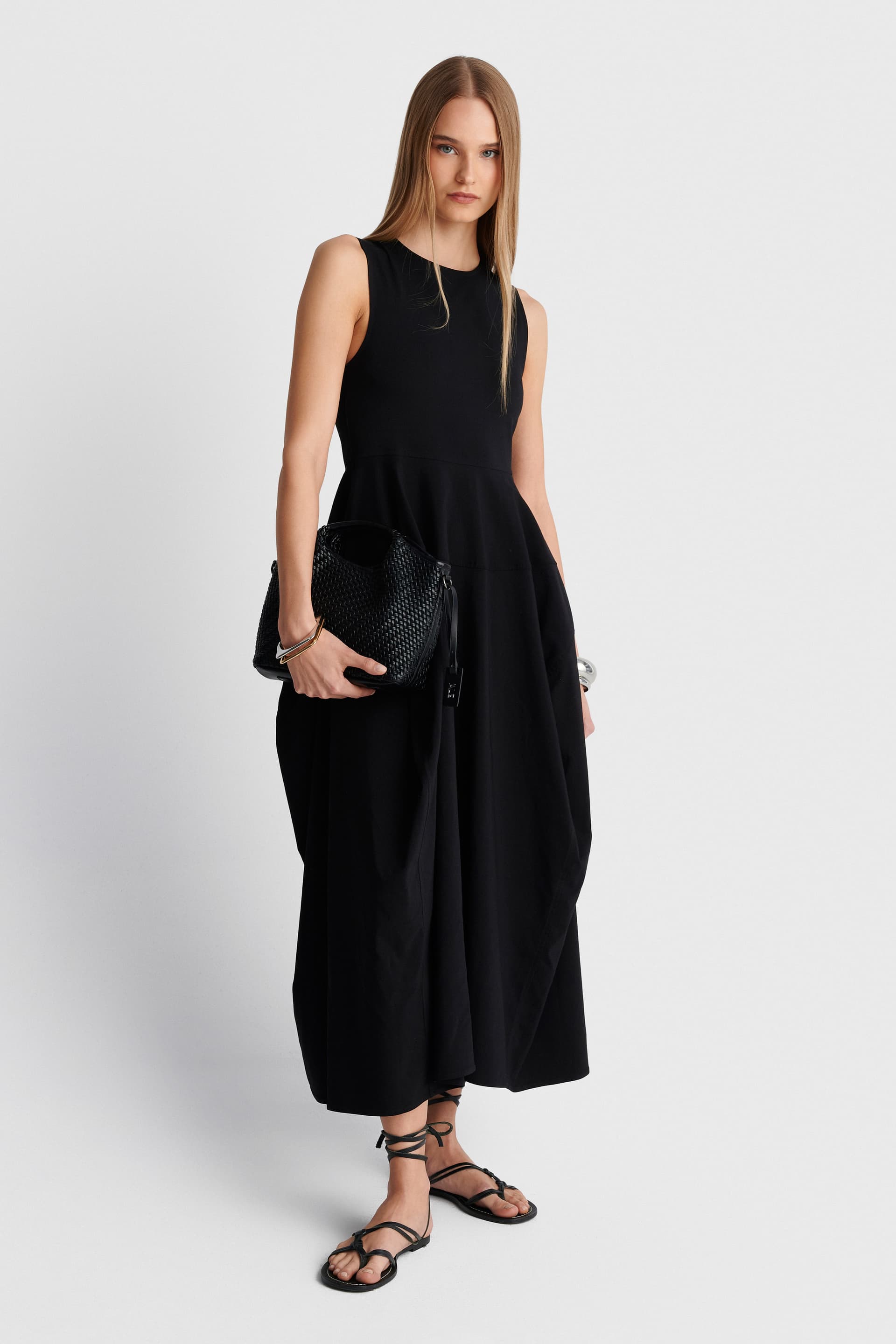 Φόρεμα balloon με τσέπες - Μαύρο