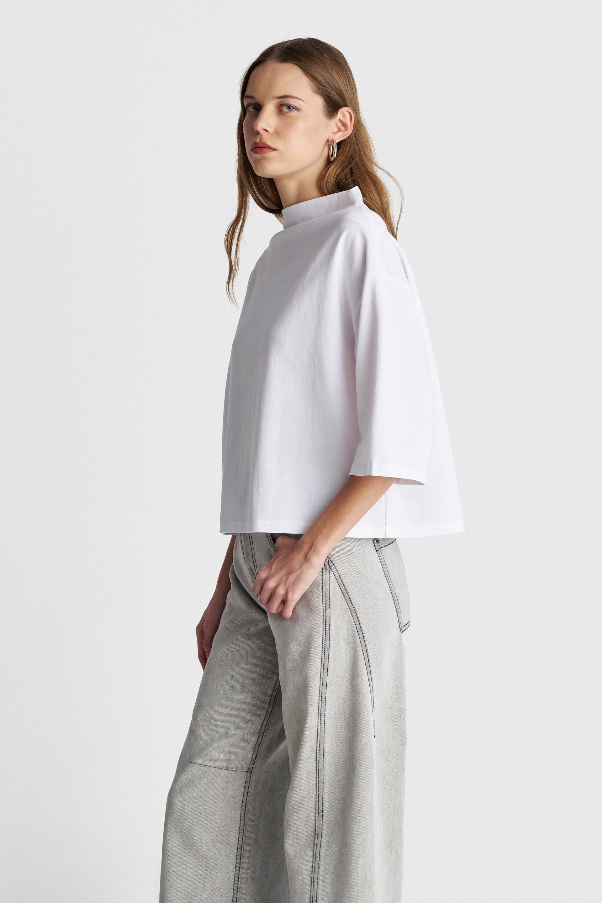 Μπλούζα με μανίκι νυχτερίδα - Λευκό