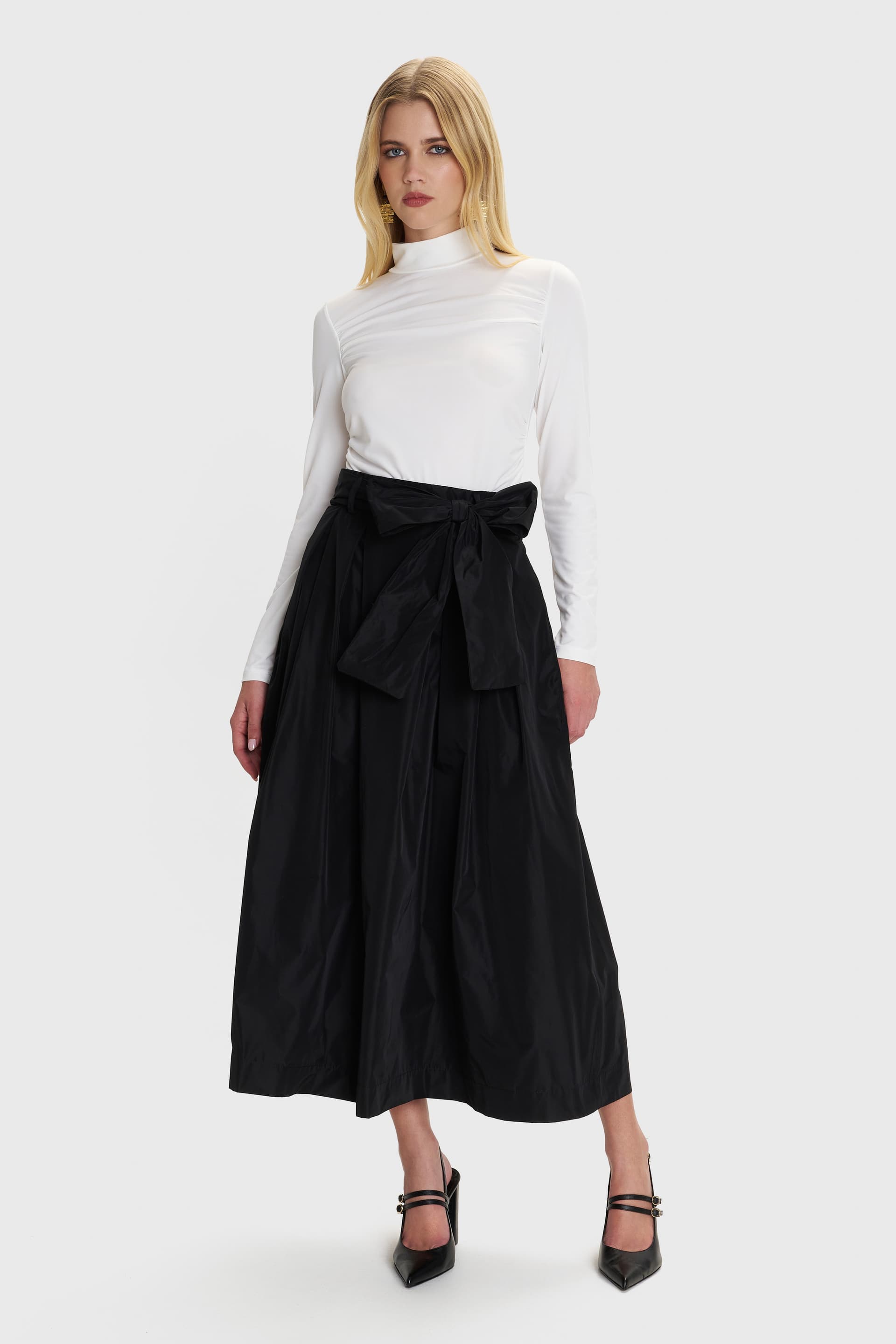 Μπλούζα μακρυμάνικη με σούρες - Λευκό