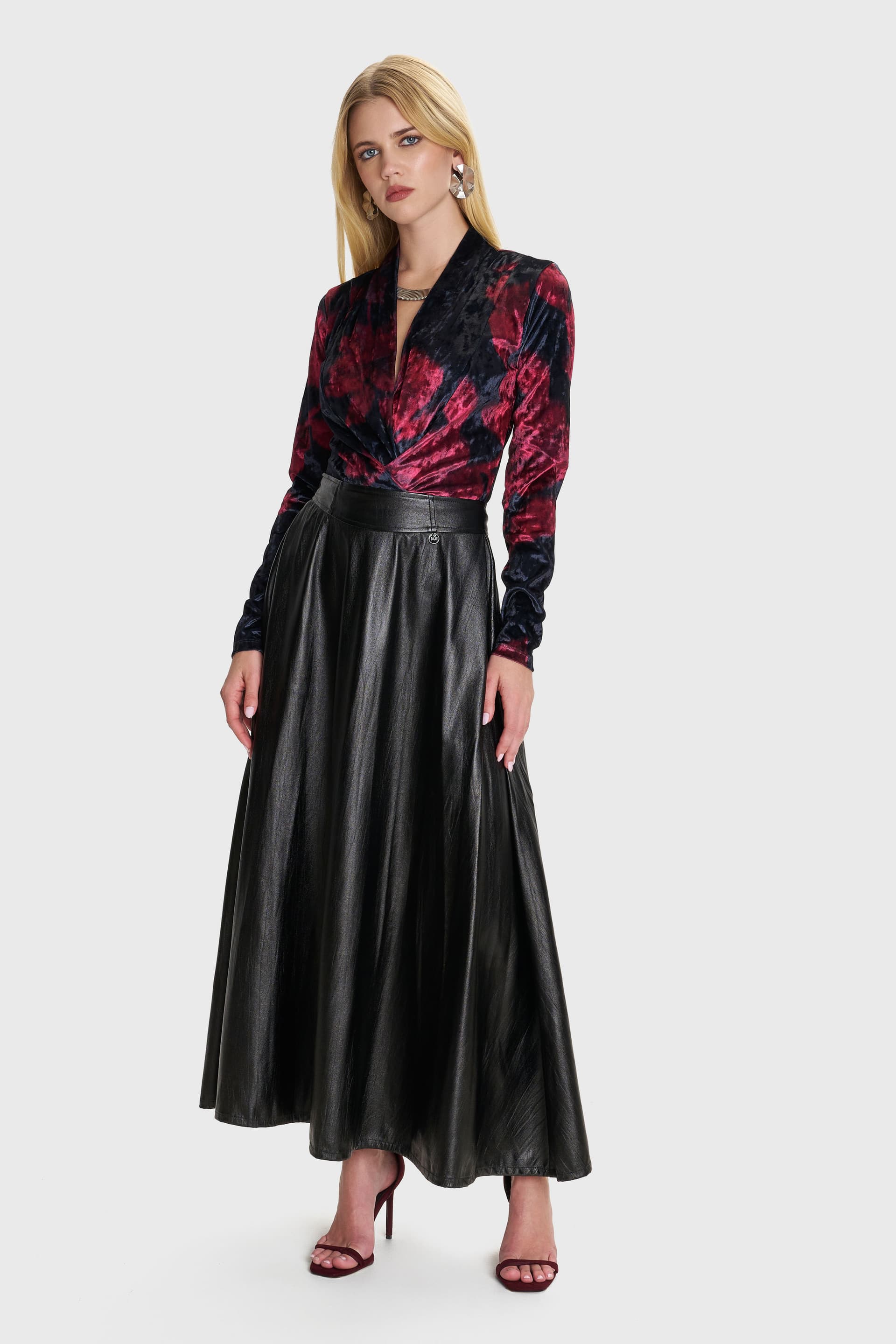 Φούστα μάξι δερματίνη - Μαύρο