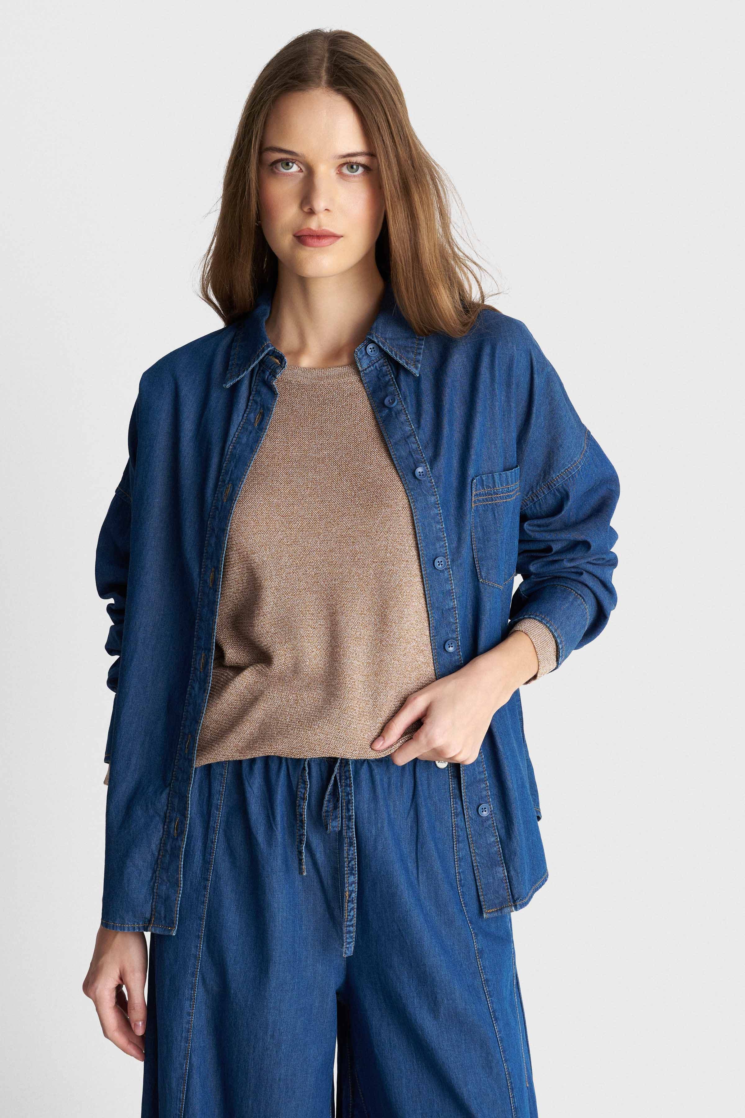 Μπλούζα πλεκτή με στρογγυλή λαιμόκοψη - Μπεζ