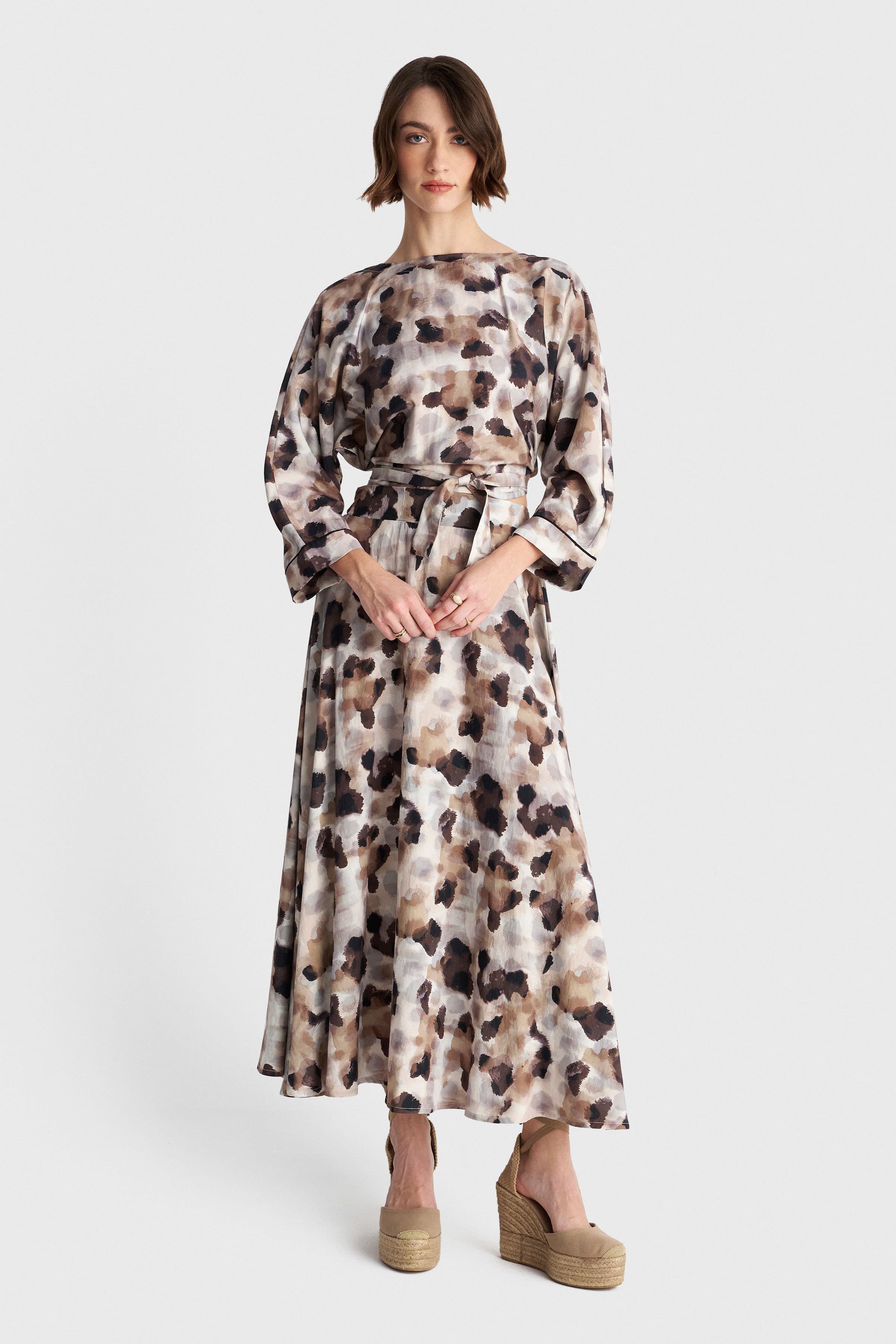 Φούστα μίντι με abstract print - Πολύχρωμο