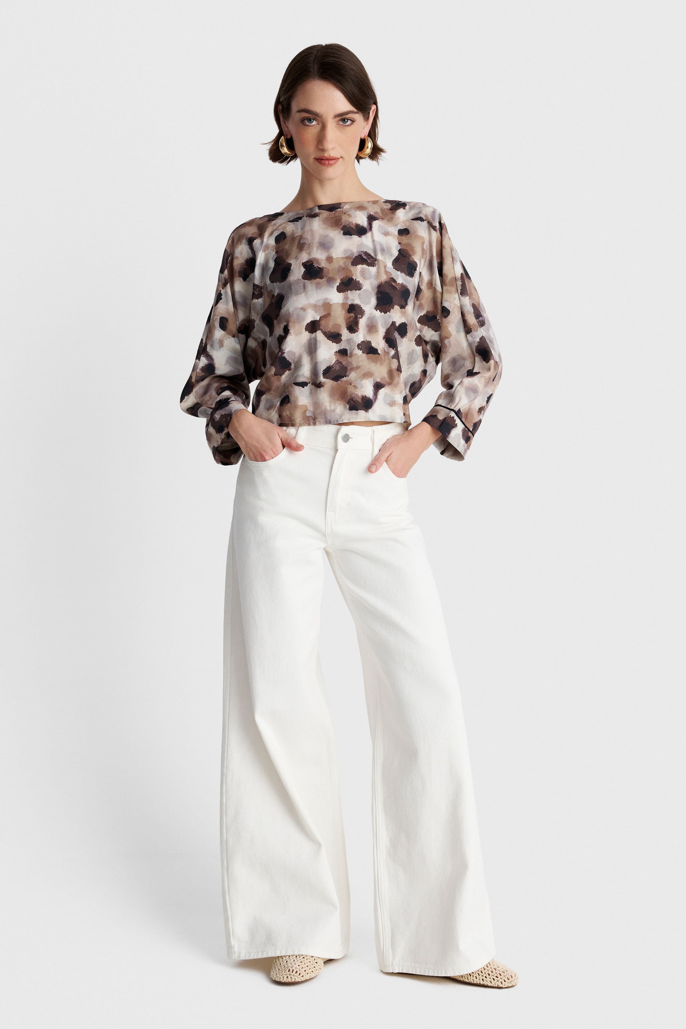 Τοπ με abstract print και δέσιμο - Πολύχρωμο