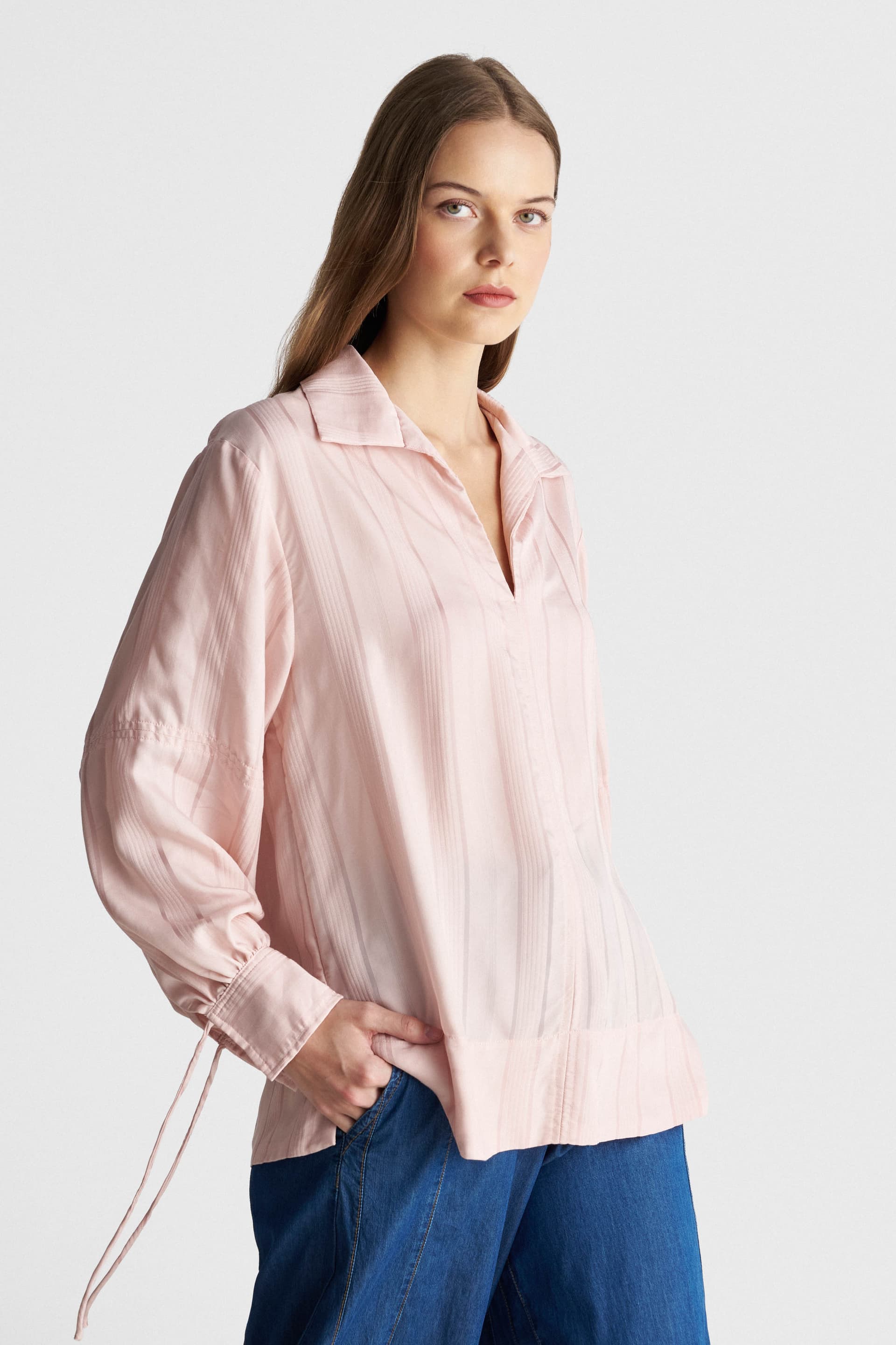 Τουνίκ μακρυμάνικη ριγέ - Ροζ