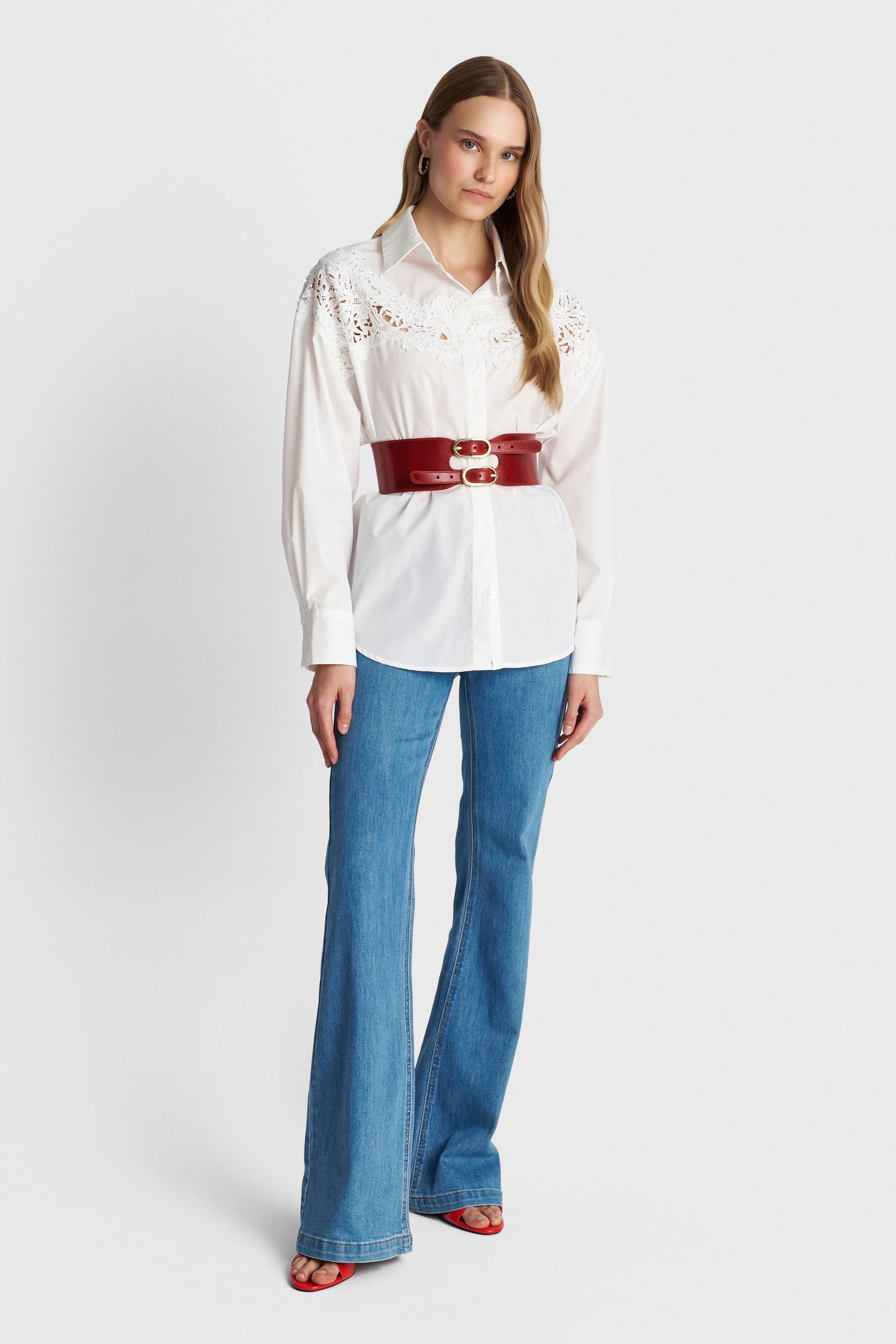 Πουκάμισο με δαντέλα - Λευκό