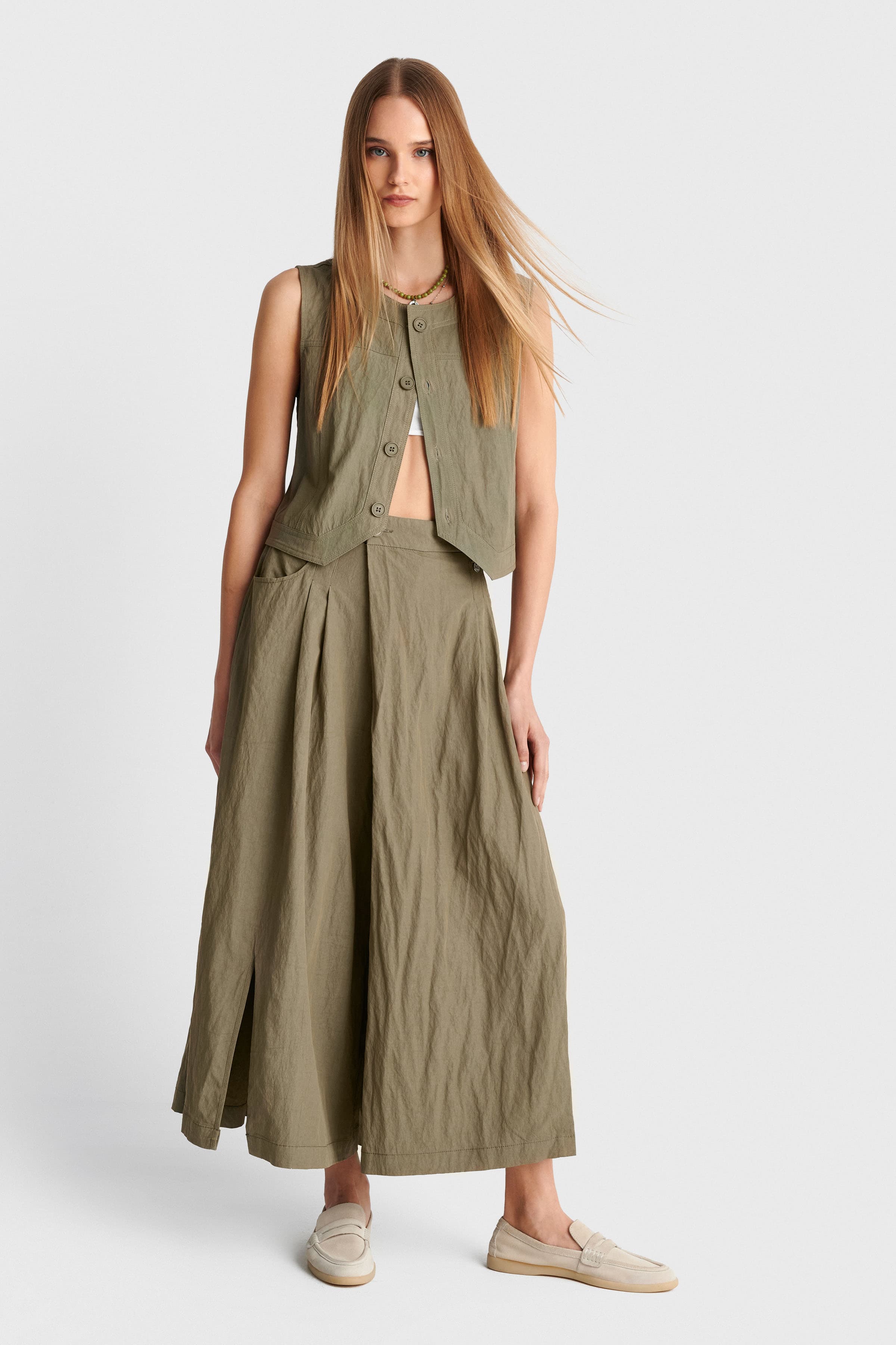 Ζιπ κιλότ φάκελος - Χακί