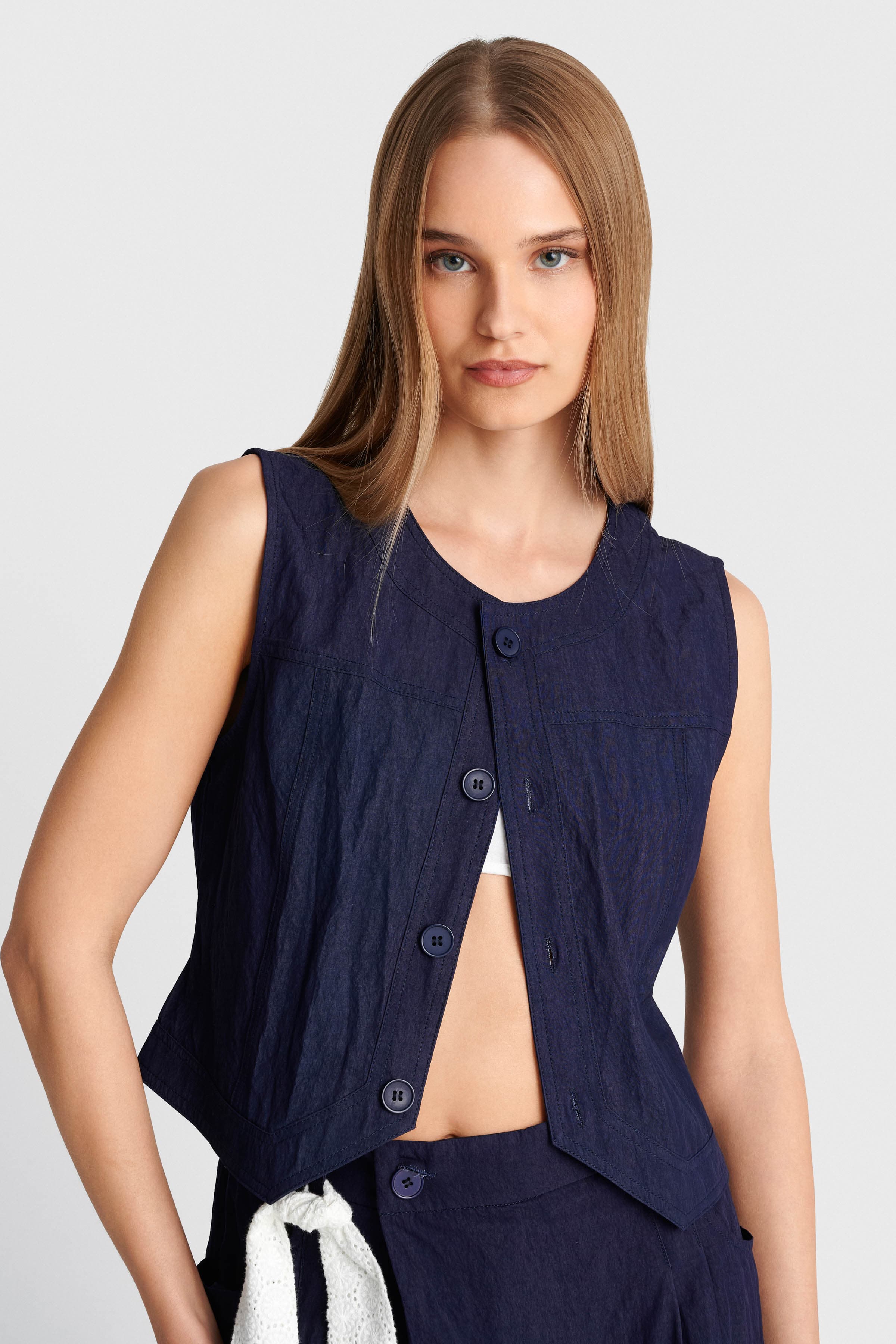 Γιλέκο με ραφές - Μπλε