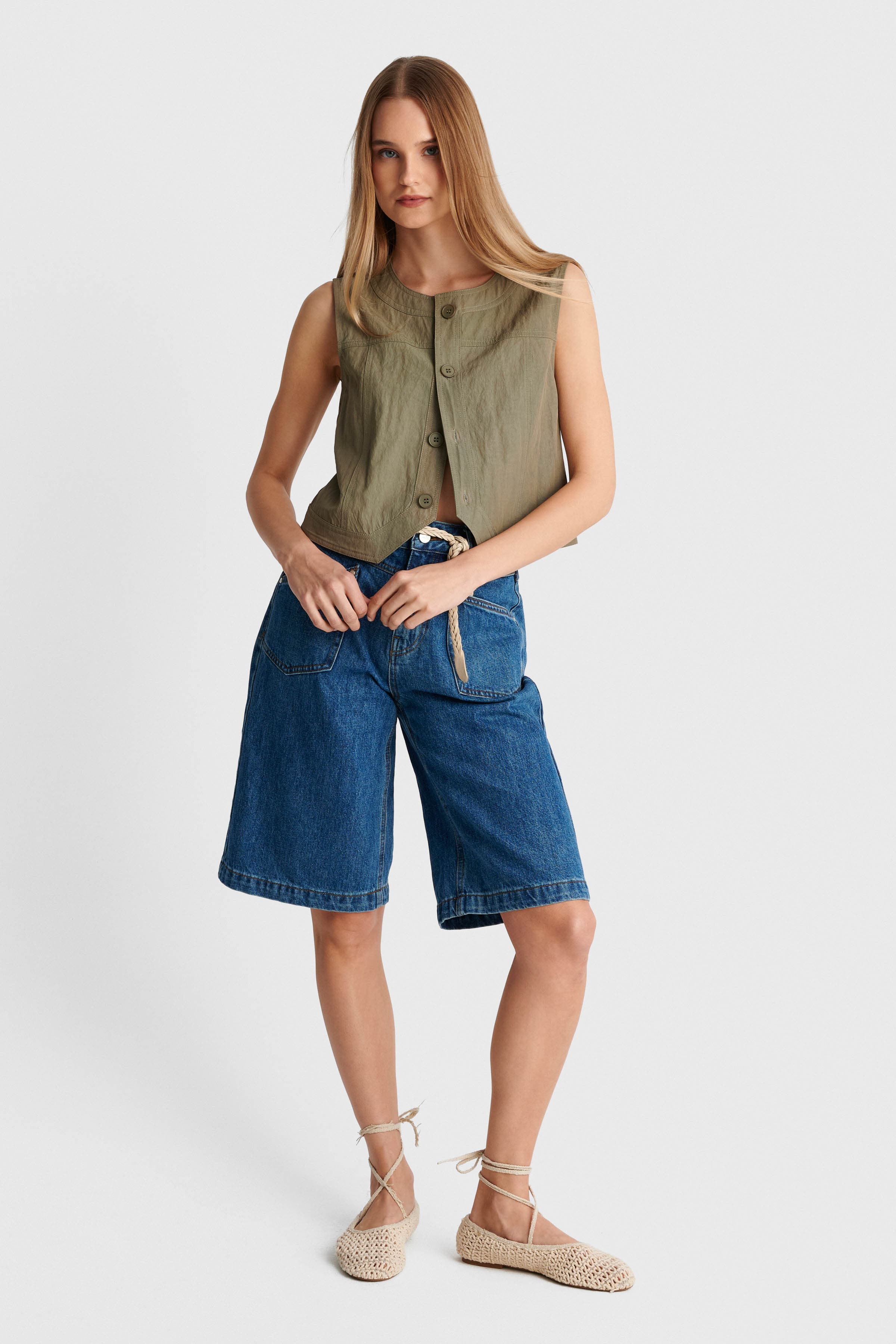 Γιλέκο με ραφές - Χακί