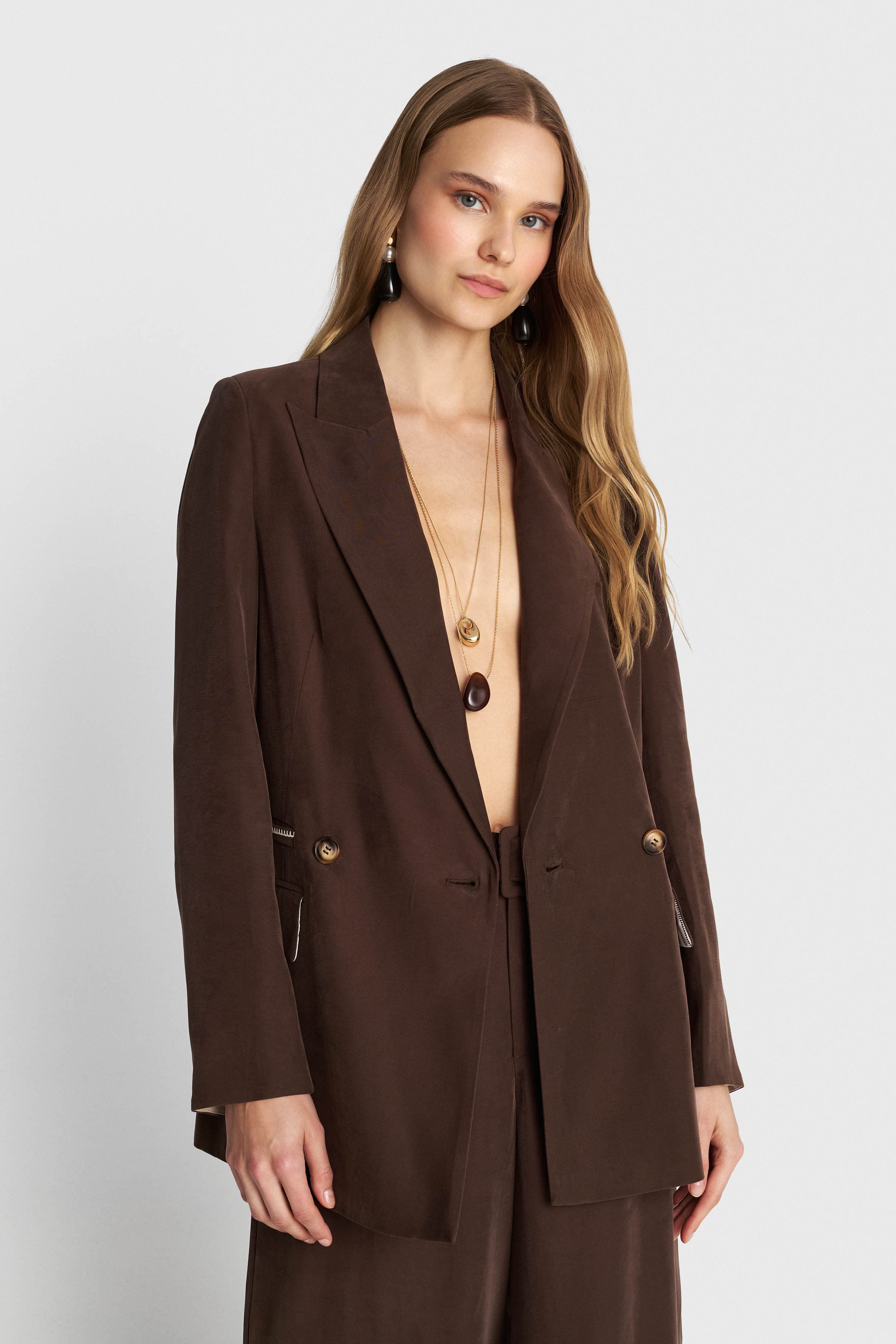 Σακάκι στραυρωτό - Καφέ