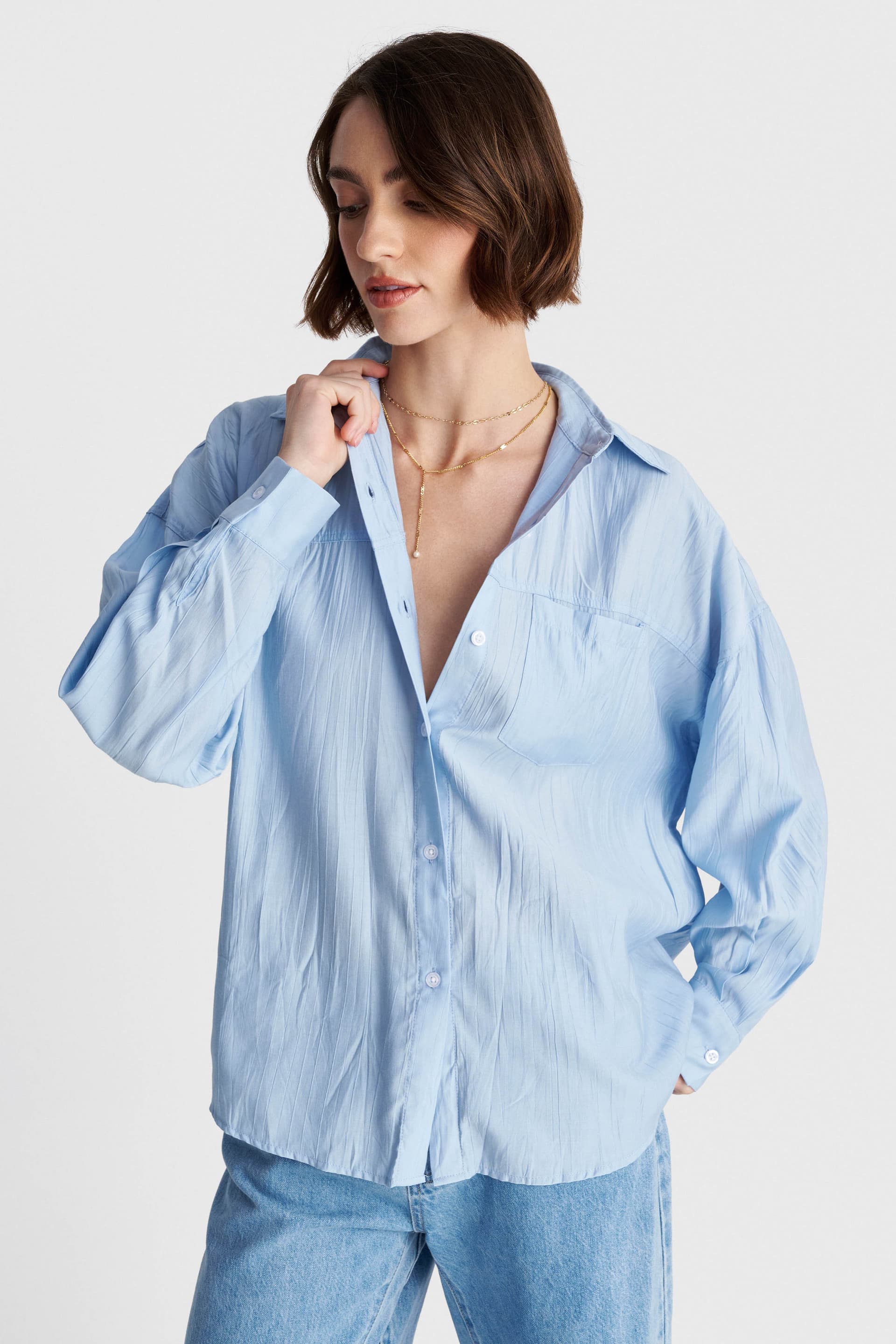 Πουκάμισο μακρυμάνικο με τσαλακωμένη υφή - CIEL