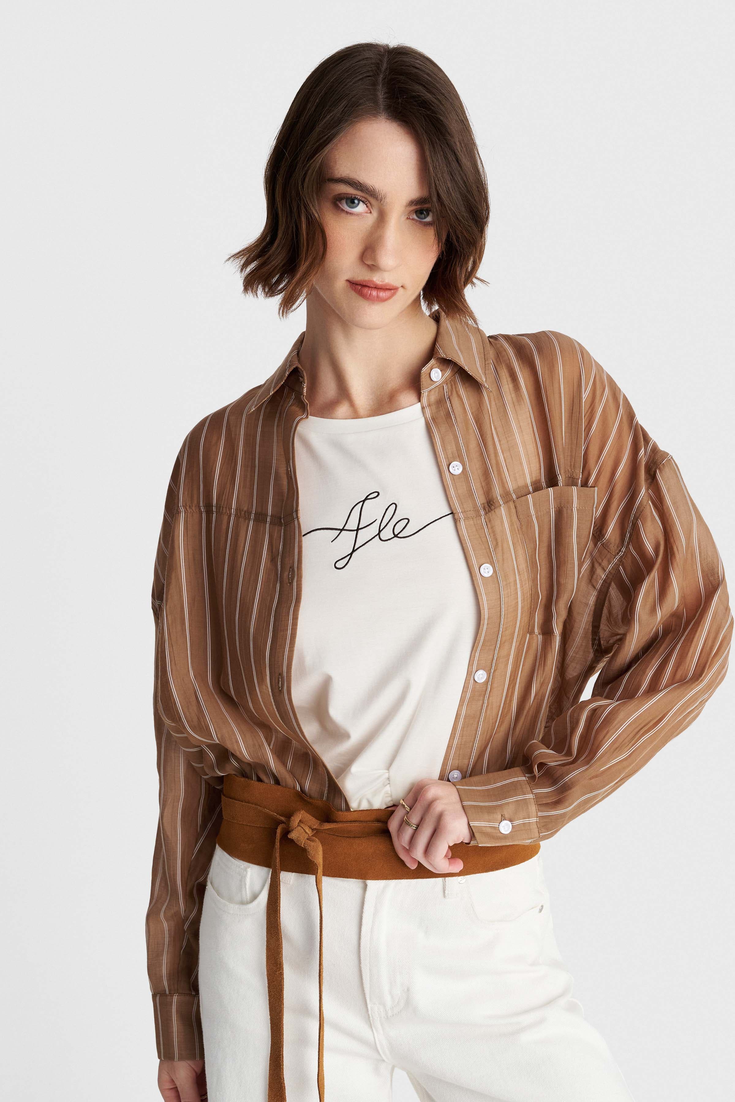 Μπλούζα αμάνικη με κεντητό λογότυπο - Εκρού