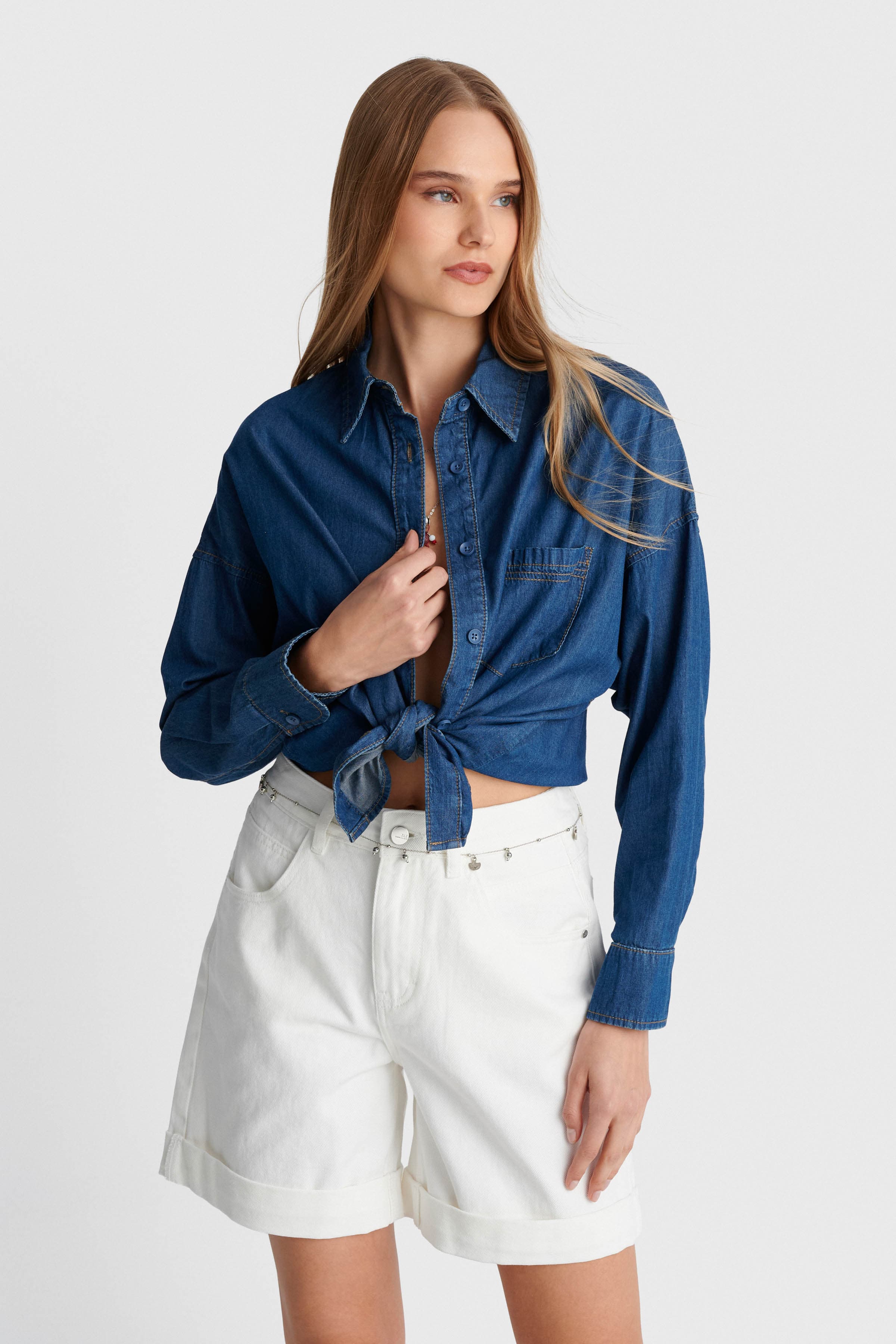 Σορτς με ρεβέρ - Λευκό