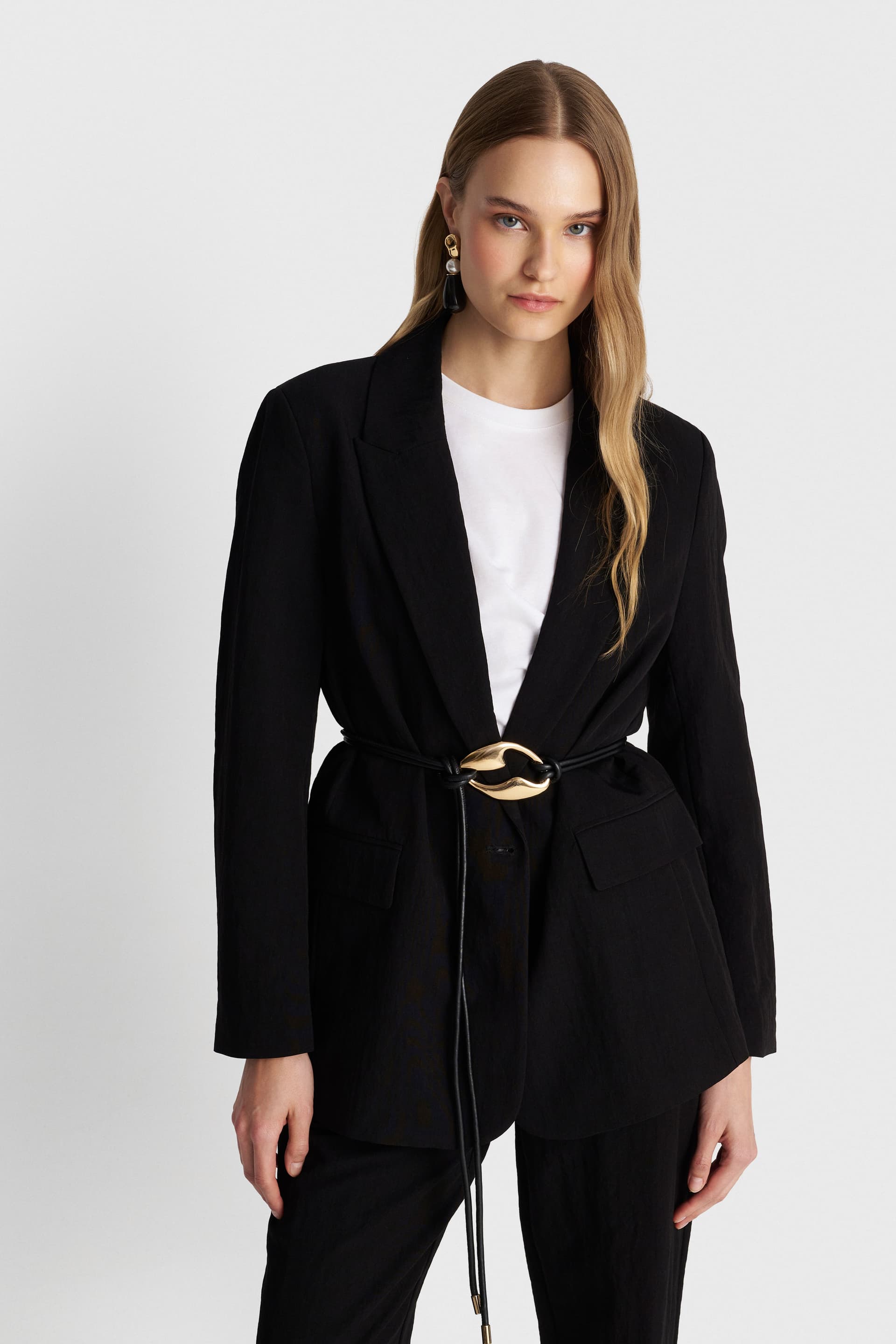 Σακάκι σε ίσια γραμμή  - Μαύρο