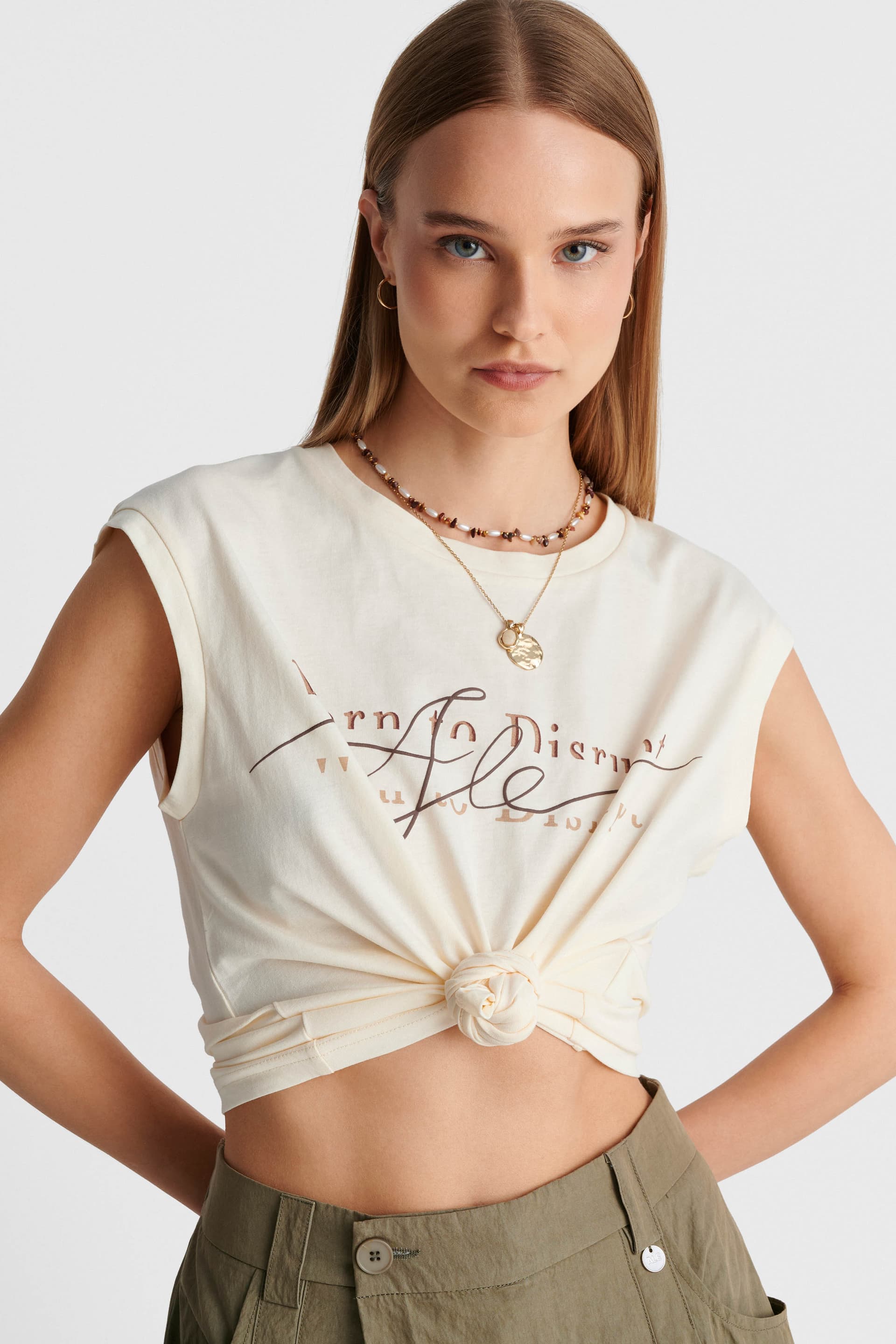 Τοπ με τύπωμα - Εκρού