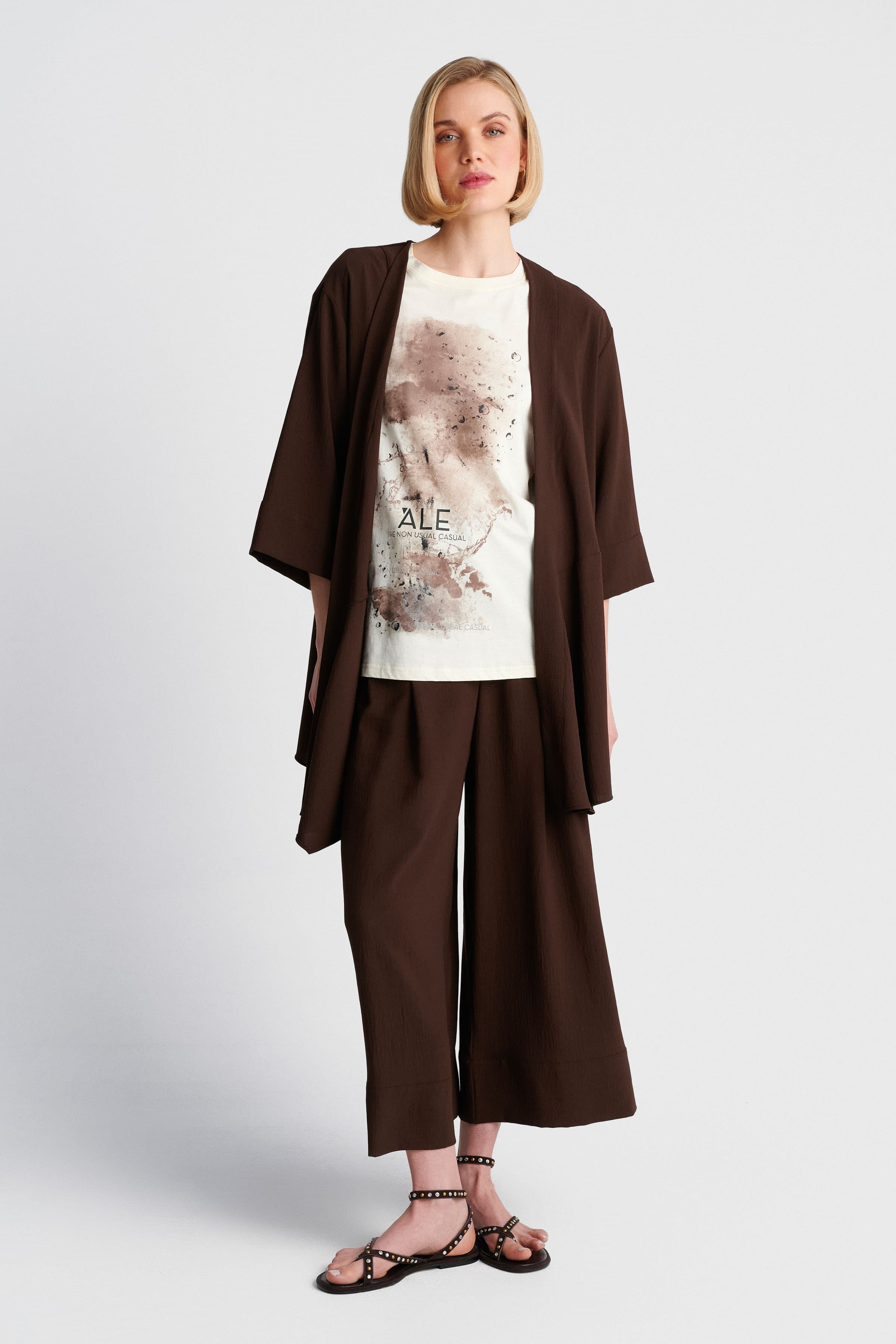 Mπλούζα κοντομάκινη με τύπωμα - Εκρού