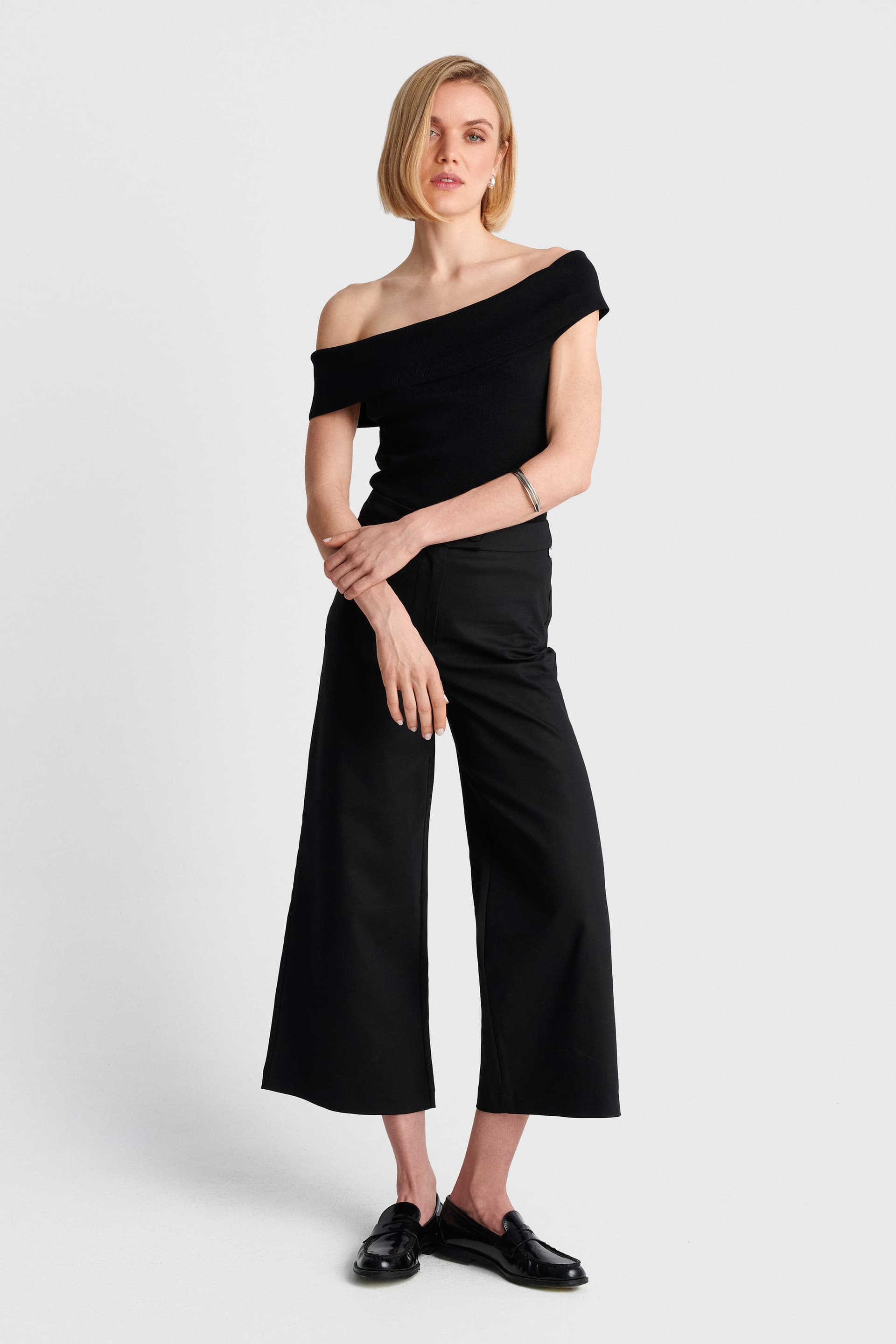 Μπλούζα πλεκτή off shoulder - Μαύρο