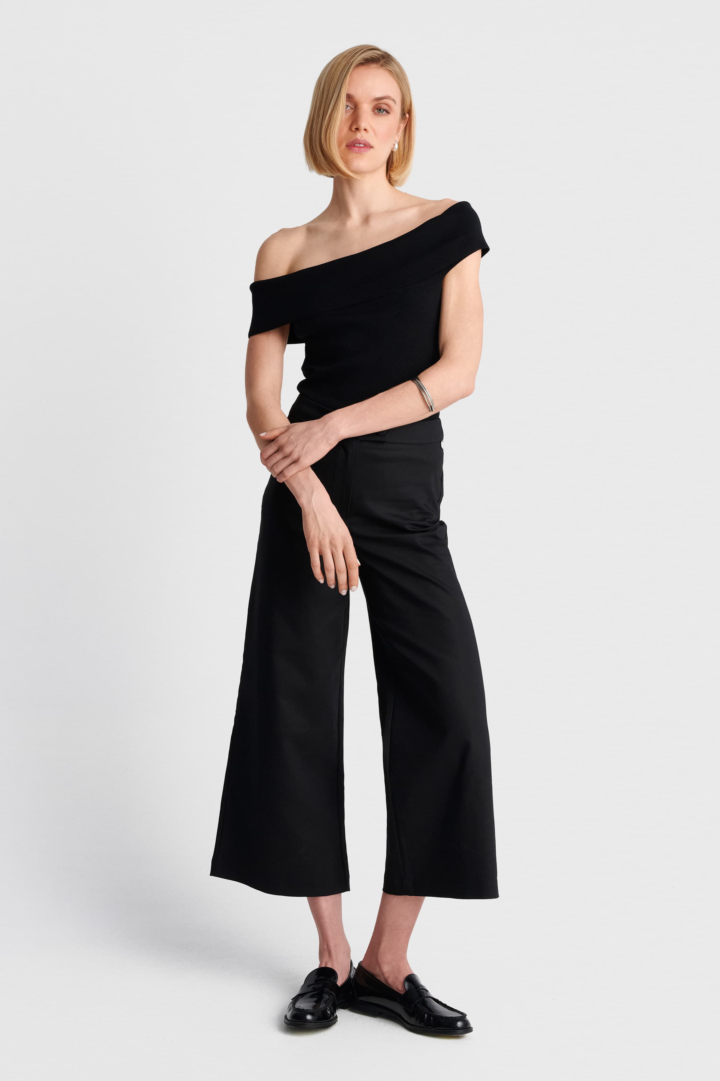 Μπλούζα πλεκτή off shoulder - Μαύρο