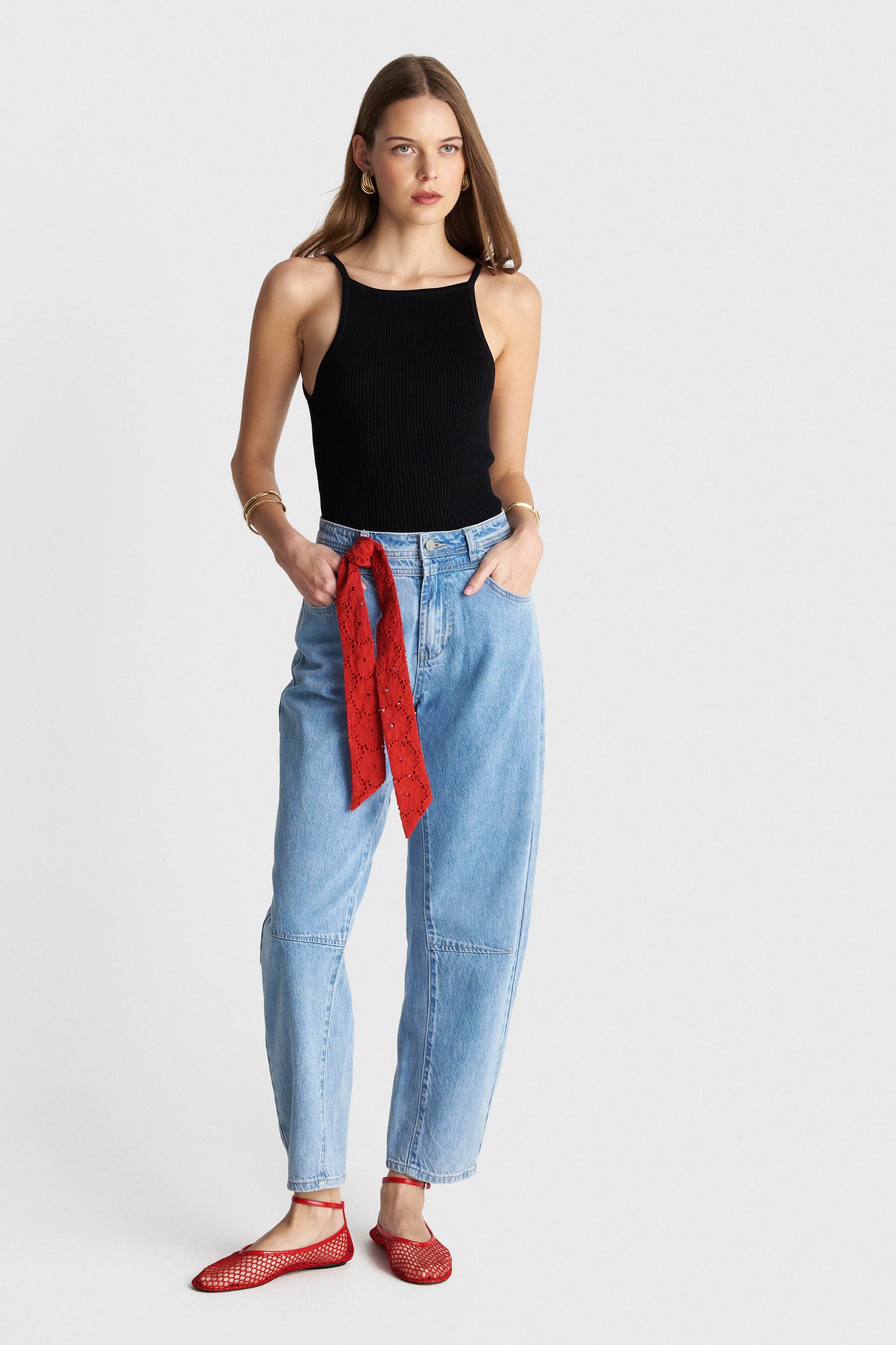 Μπλούζα πλεκτή αμάνικη - Μαύρο