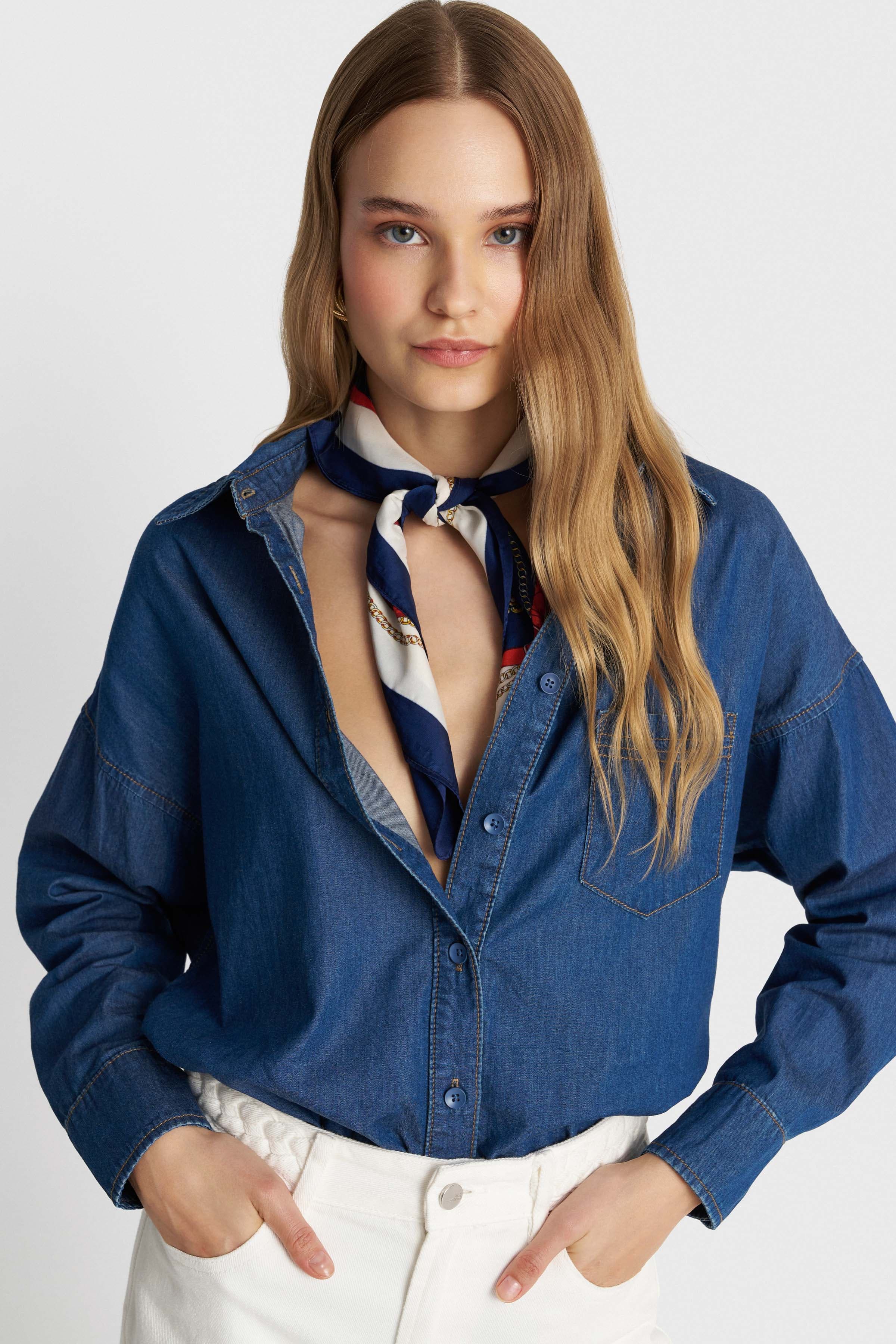 Πουκάμισο denim με τσέπη - Μπλε