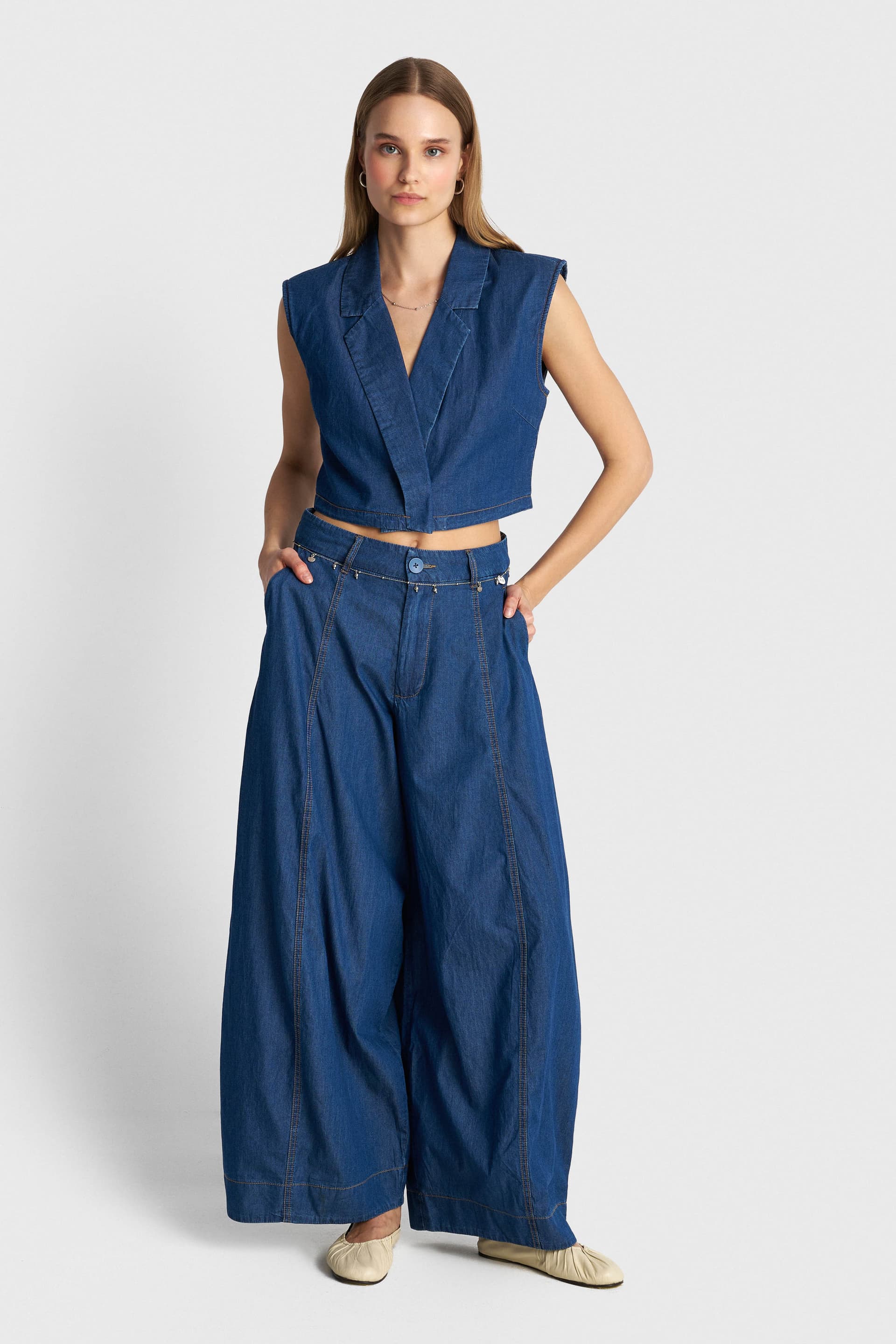 Τζιν γιλέκο - Μπλε