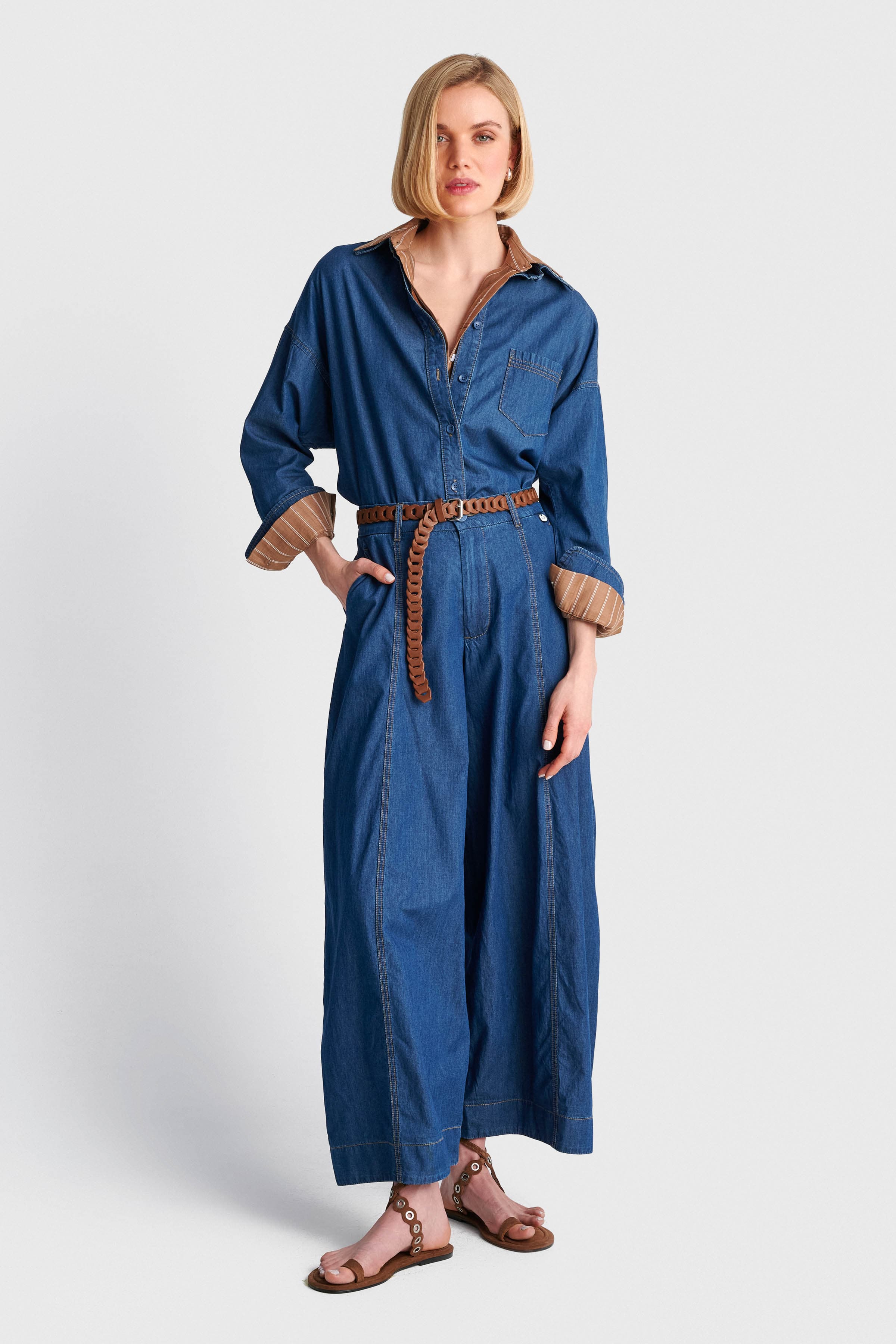 Παντελόνα με denim όψη - Μπλε