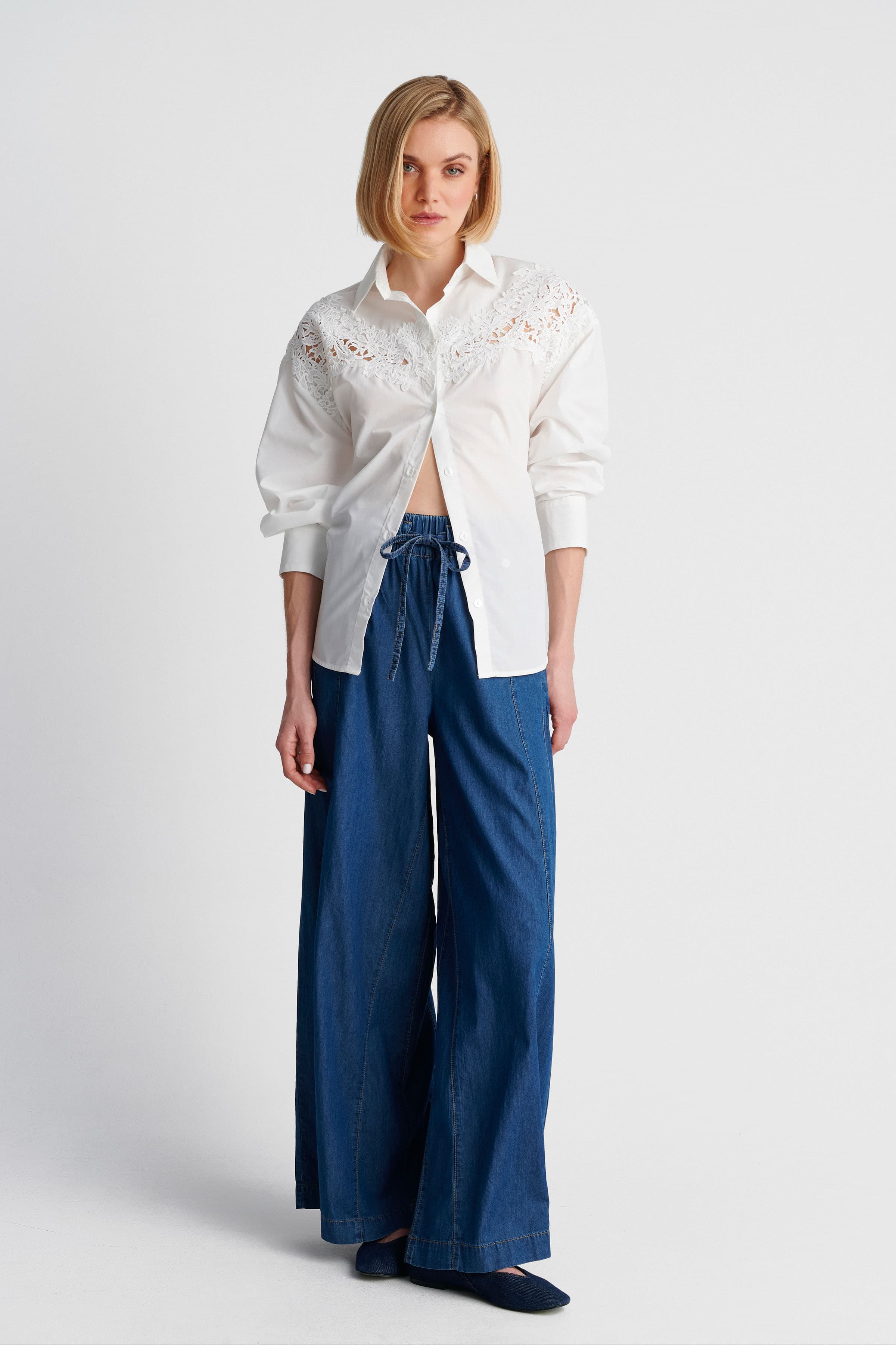 Παντελόνα τζιν με λάστιχο στη μέση - Μπλε