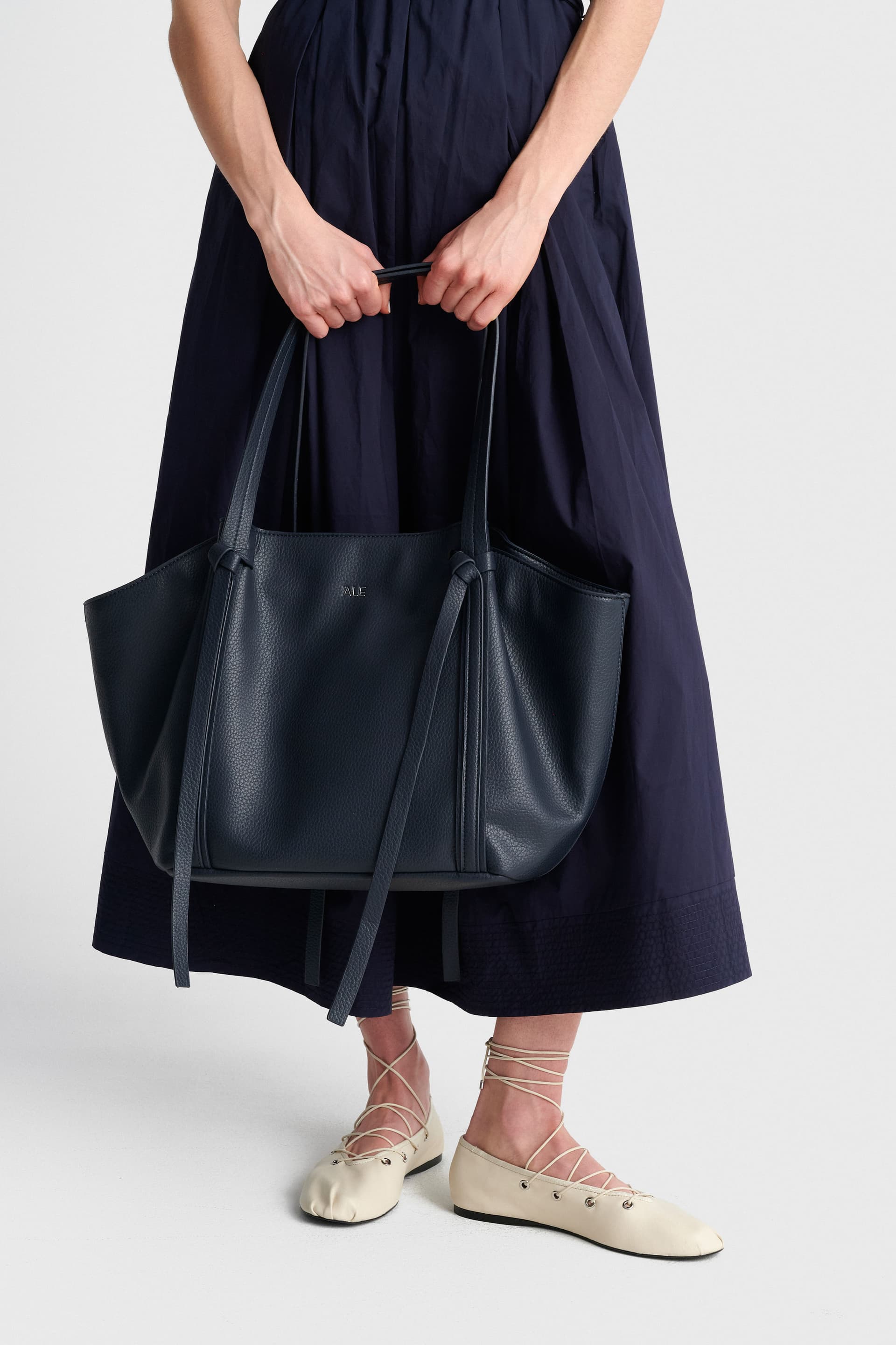 Τσάντα ώμου με δερμάτινη όψη - Μπλε