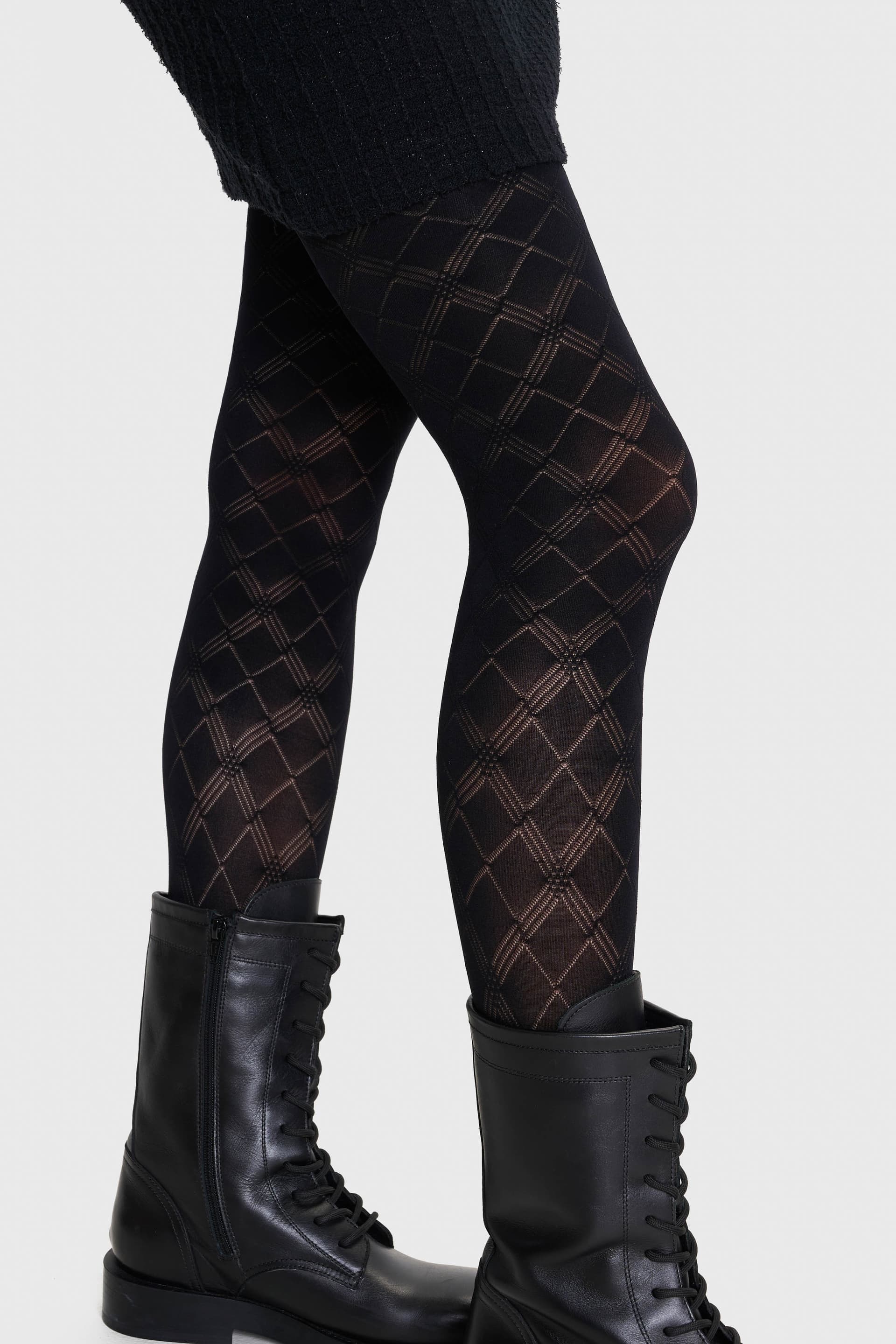 Καλσόν με φλοράλ σχέδιο - Μαύρο