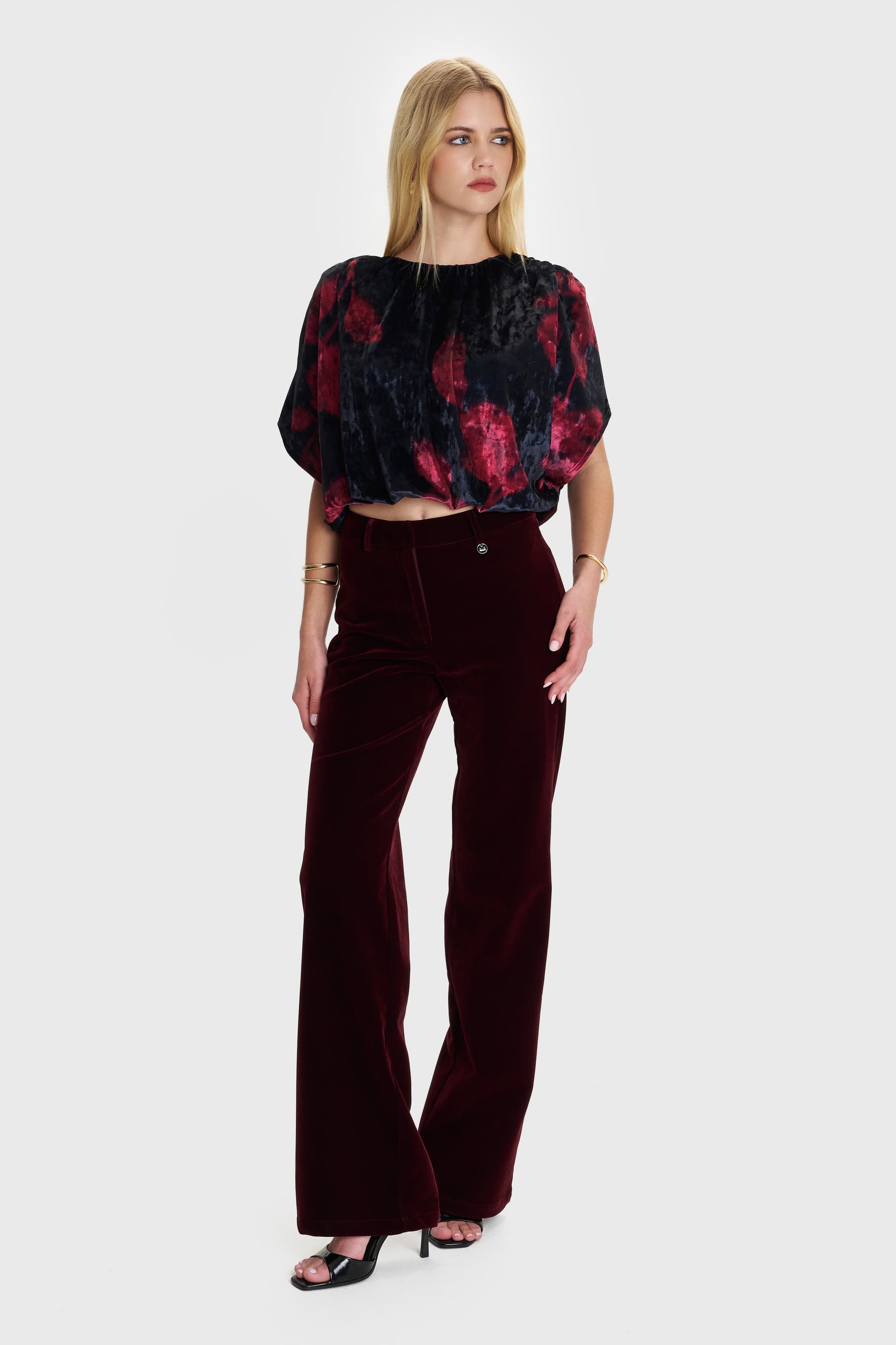 Μπλούζα φλοράλ βελούδινη - Πολύχρωμο