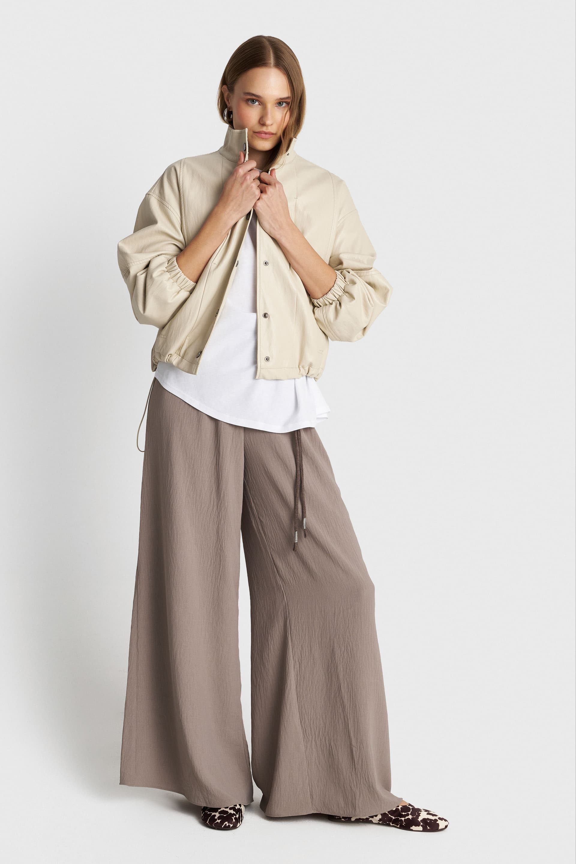 Παντελόνα με λάστιχο και ζώνη - Γκρι