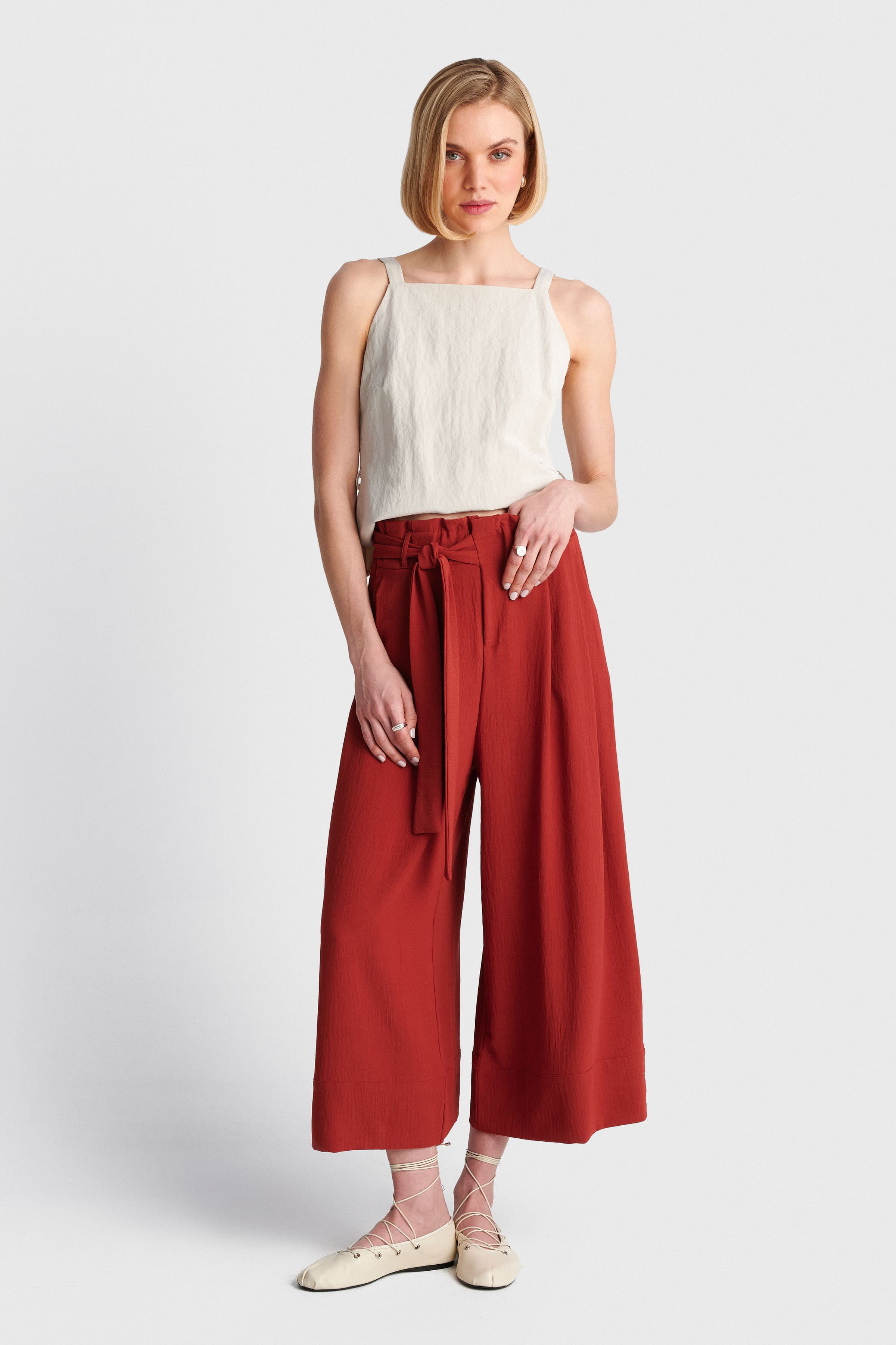 Zιπ κιλότ με λάστιχο και ζώνη - PAPRICA