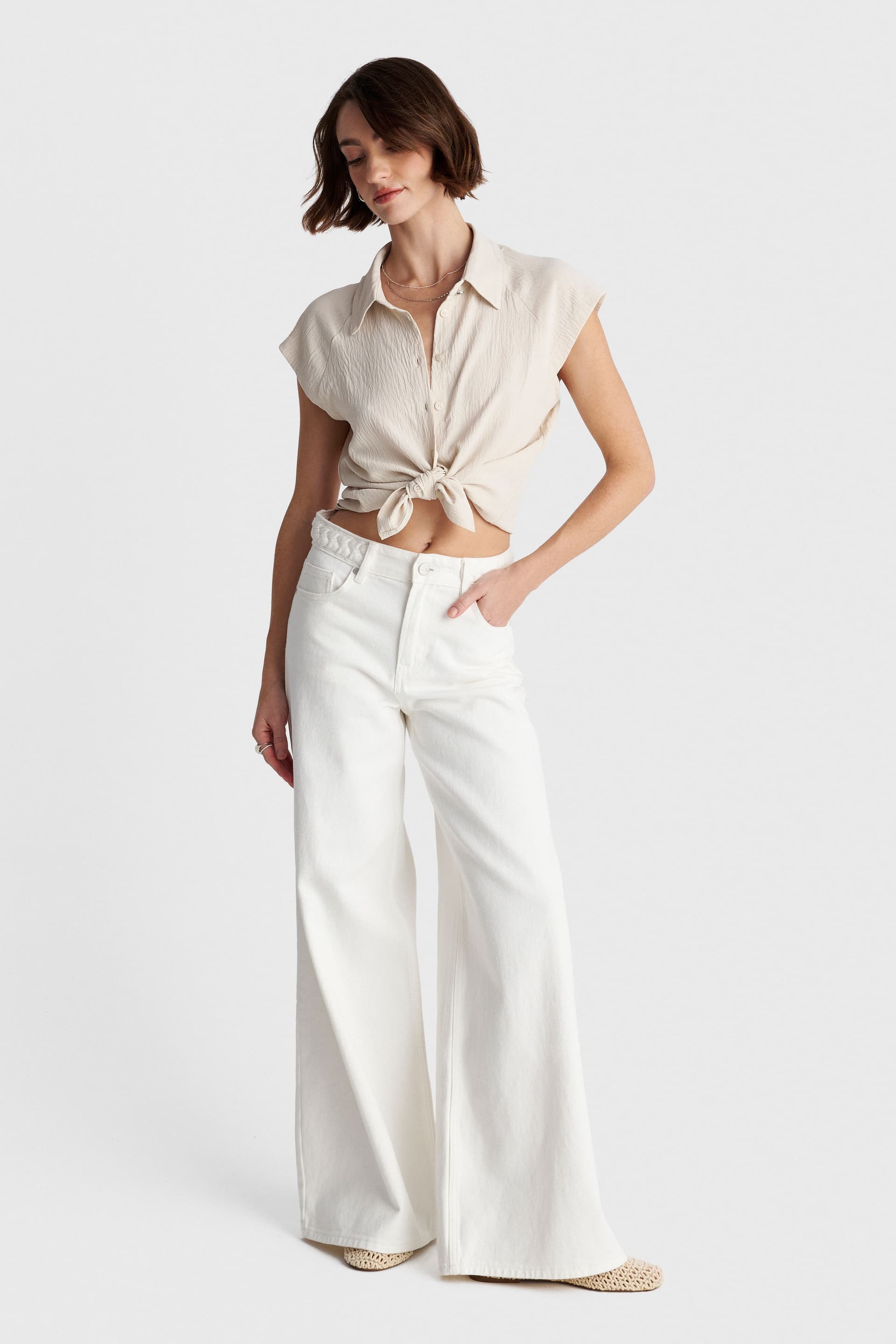 Πουκάμισο αμάνικο - Εκρού