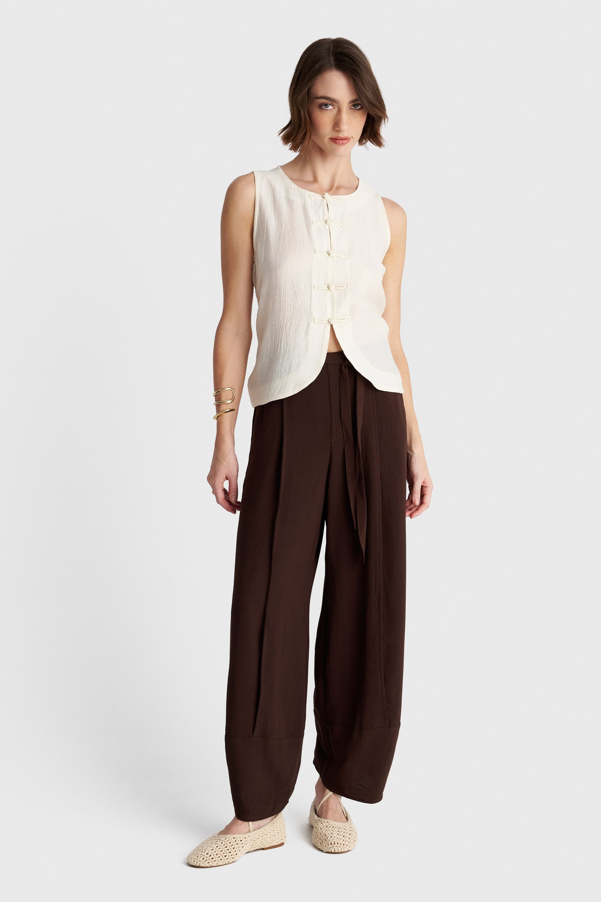 Παντελόνι barrel leg - Καφέ