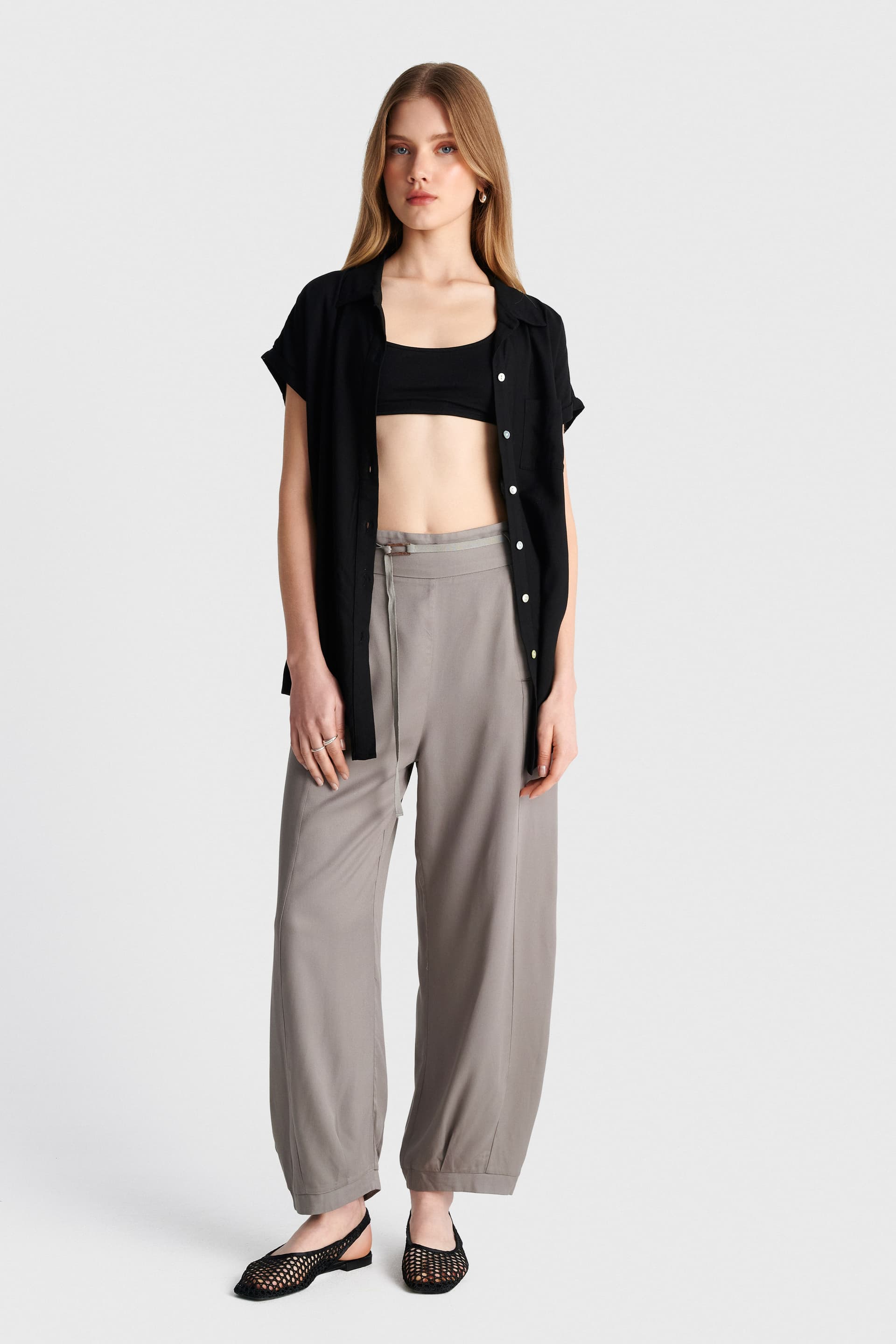 Παντελόνι σε φαρδιά γραμμή - Γκρι