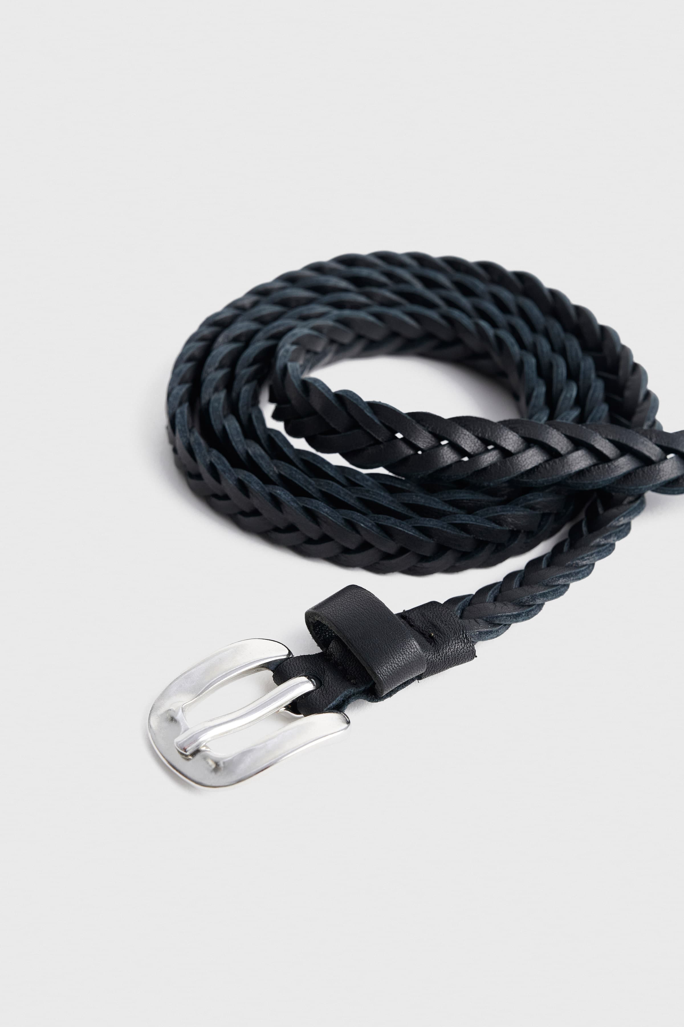 Ζώνη δερμάτινη πλεξούδα - Μαύρο